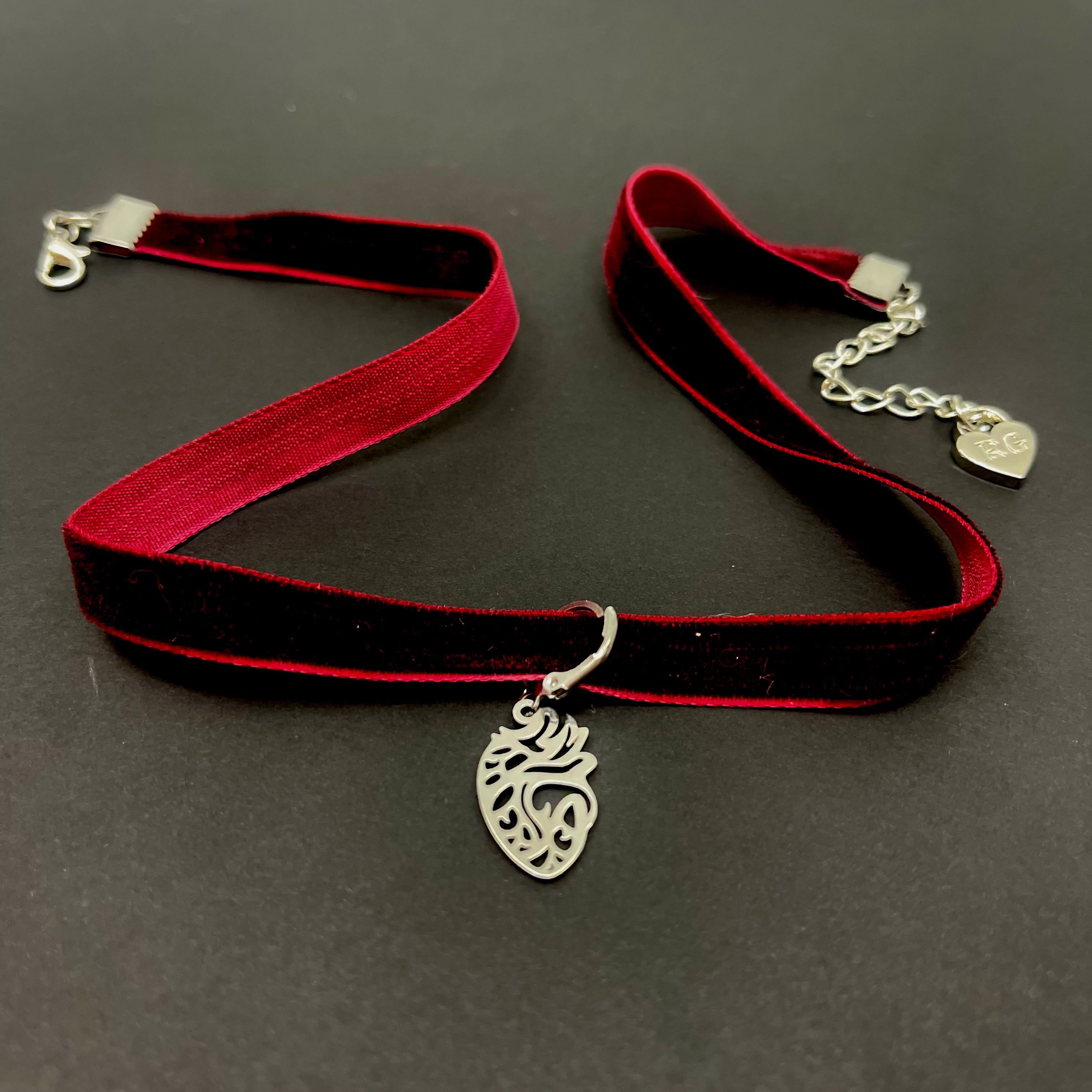 Burgundy Velvet Mini Choker Necklace Restrained Grace