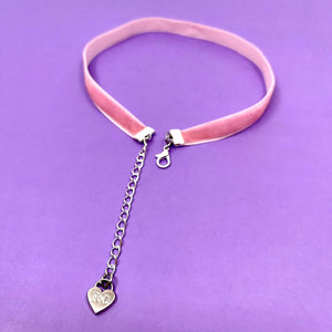 Pink Velvet Mini Choker Necklace Restrained Grace