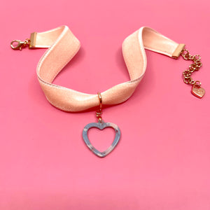 Blush Pink Velvet Choker Necklace Restrained Grace