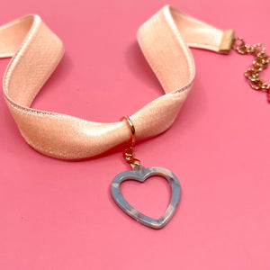 Blush Pink Velvet Choker Necklace Restrained Grace