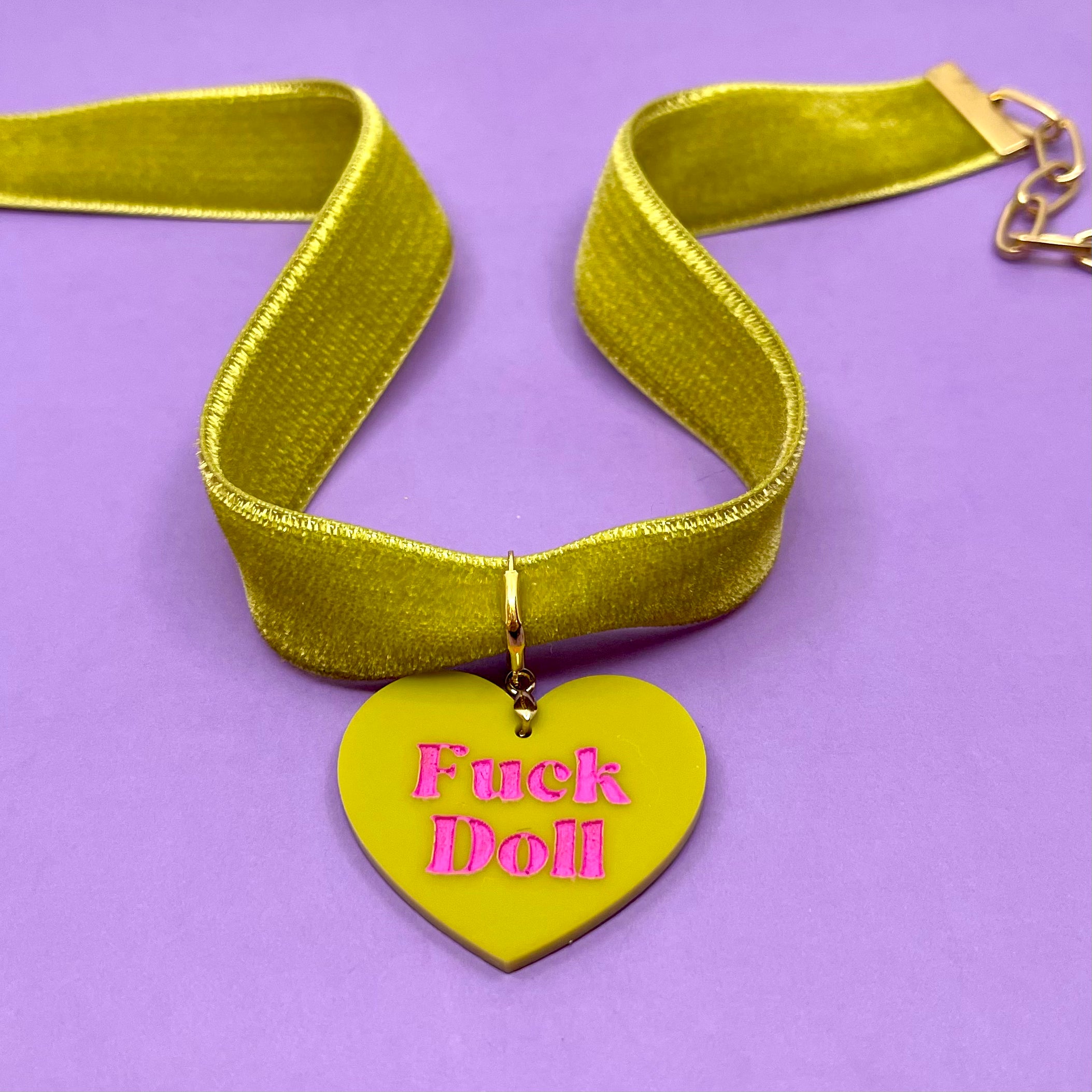 Chartreuse Velvet Choker Necklace Restrained Grace