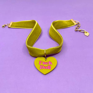Chartreuse Velvet Choker Necklace Restrained Grace