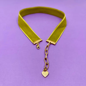 Chartreuse Velvet Choker Necklace Restrained Grace