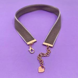 Gray & Rose Gold Velvet Choker Necklace Restrained Grace