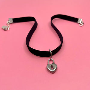 Black & Silver Velvet Mini Choker Necklace Restrained Grace
