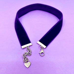 Dark Purple Velvet Choker Necklace Restrained Grace
