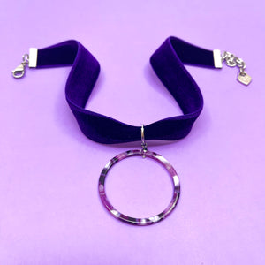 Dark Purple Velvet Choker Necklace Restrained Grace