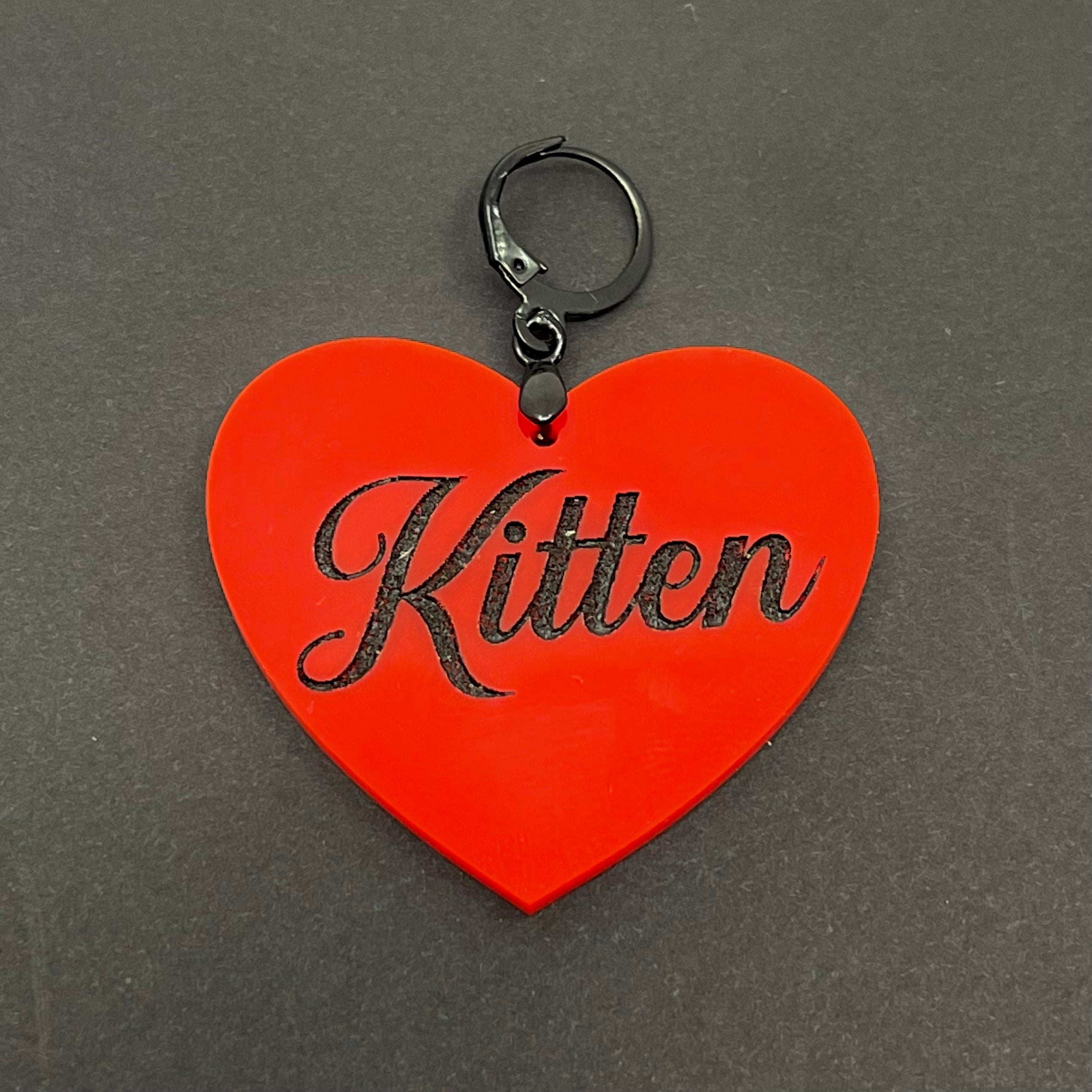 Kitten XL Heart Collar Tag - Red Collar Tag Restrained Grace