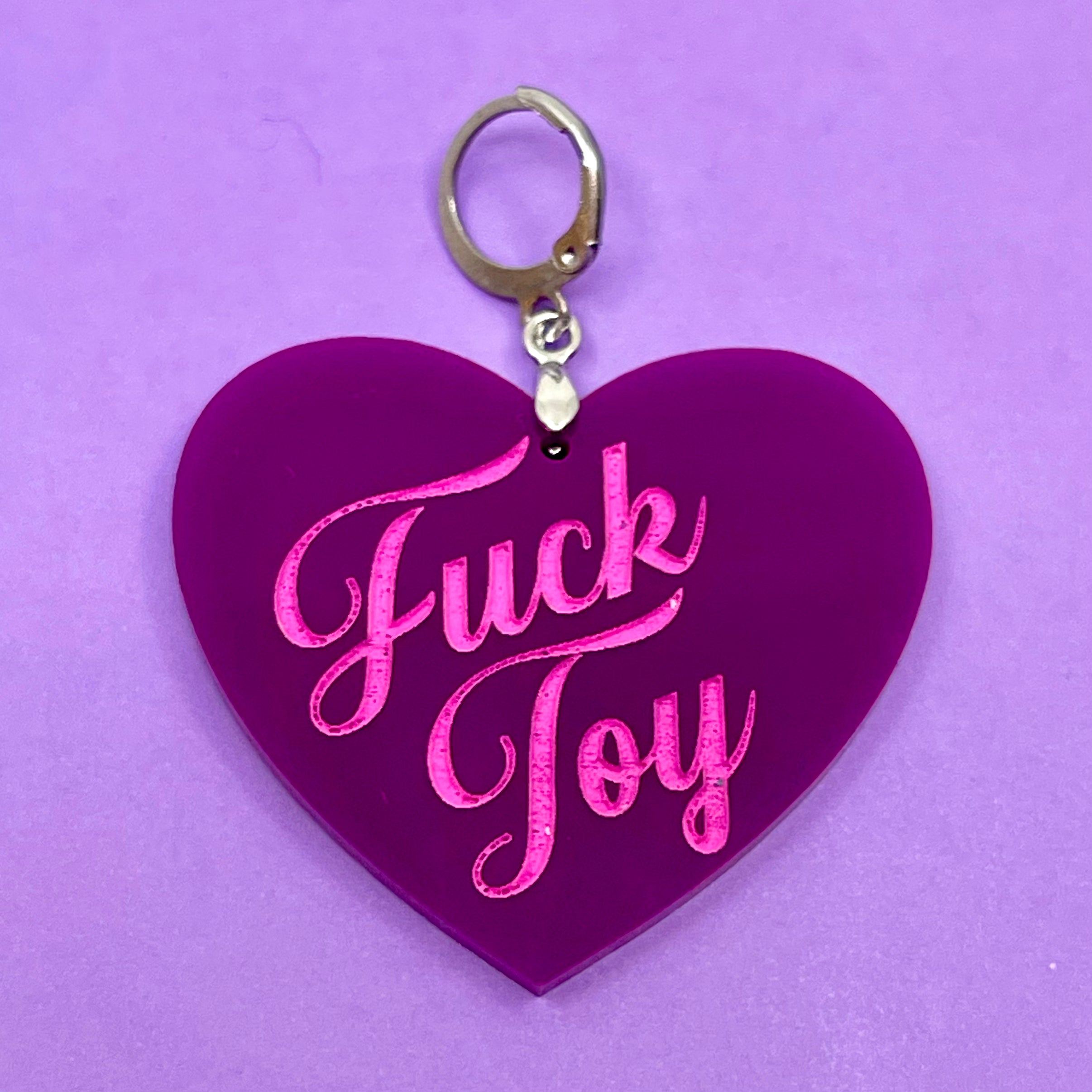 Fuck Toy XL Heart Collar Tag - Plum Collar Tag Restrained Grace