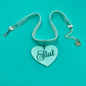 Seafoam Green Velvet Mini Choker Necklace Restrained Grace