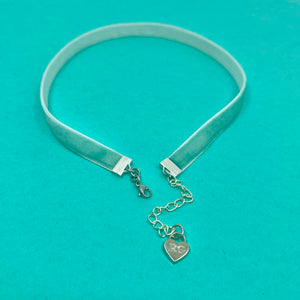 Seafoam Green Velvet Mini Choker Necklace Restrained Grace