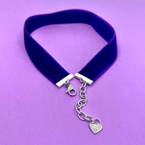 Dark Purple Velvet Choker Necklace Restrained Grace