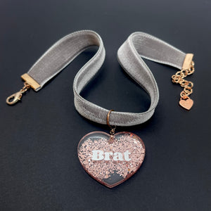 Dove Gray & Rose Gold Velvet Choker Necklace Restrained Grace
