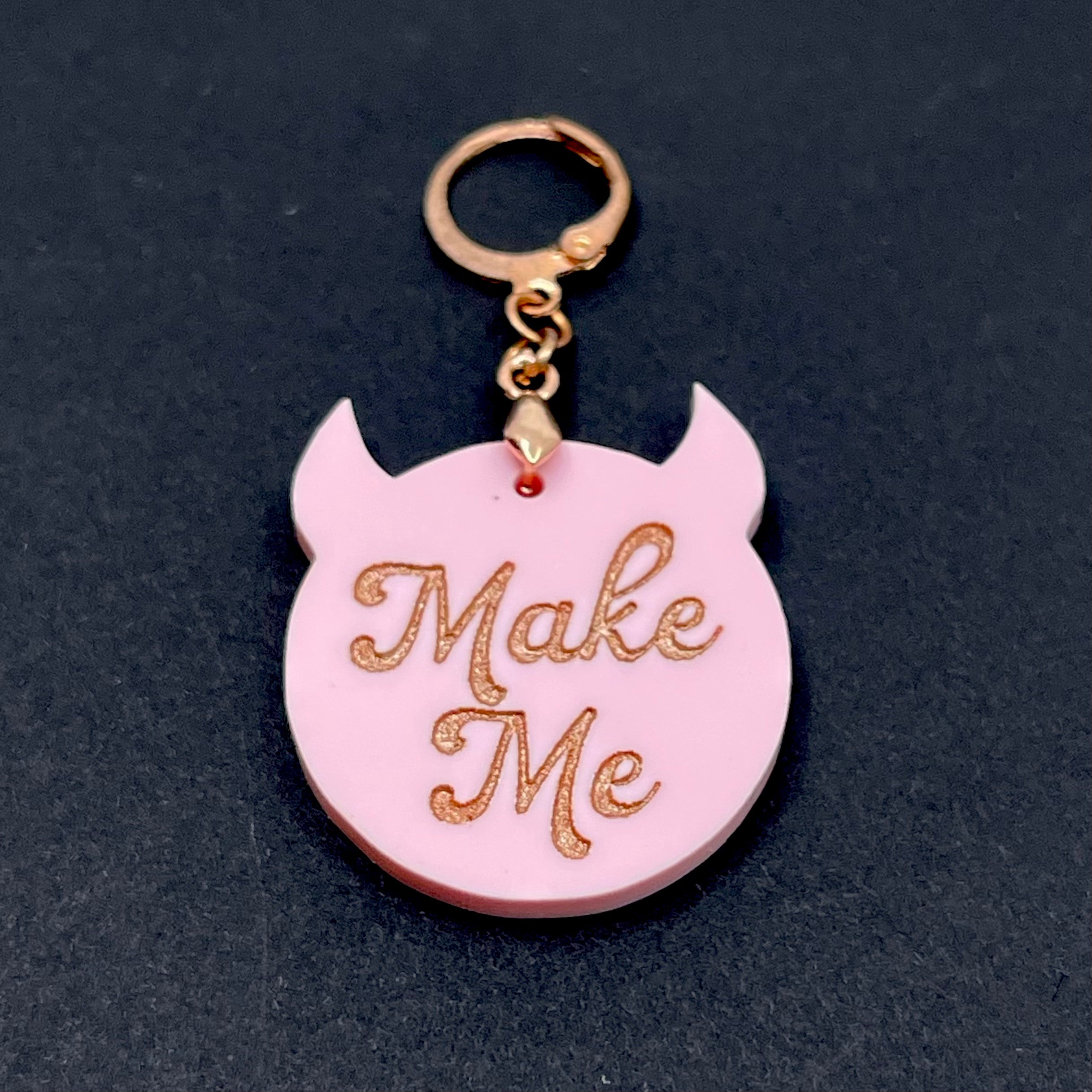 Make Me - Brat Collar Tag - Blush Pink & Rose Gold
