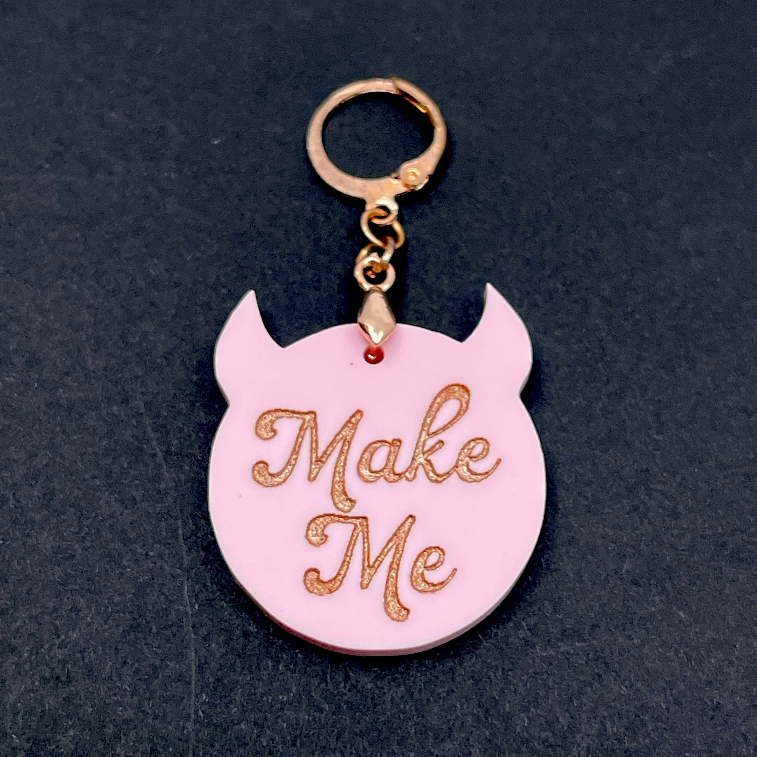 Make Me - Brat Collar Tag - Blush Pink & Rose Gold