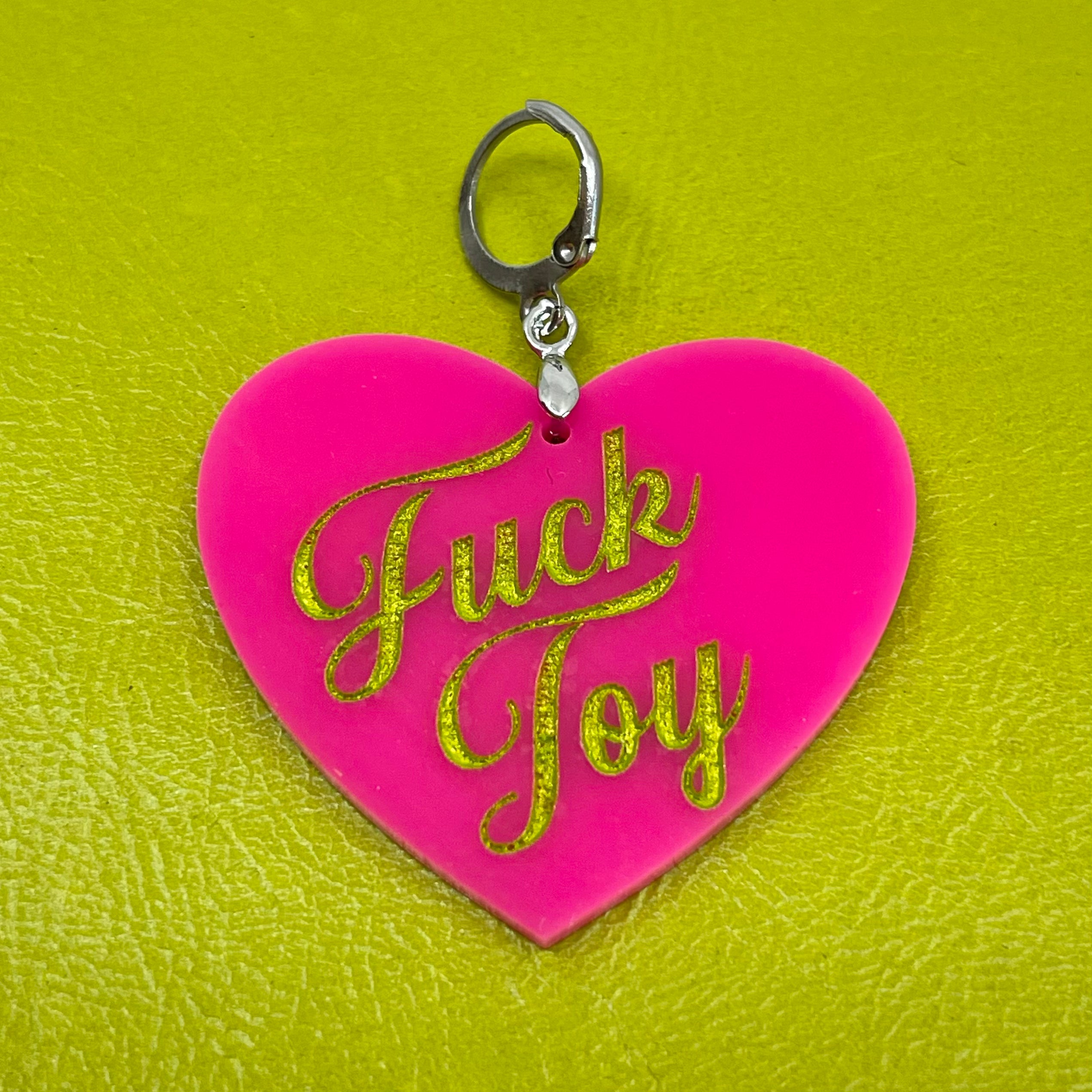 Fuck Toy XL Heart Collar Tag - Hot Pink