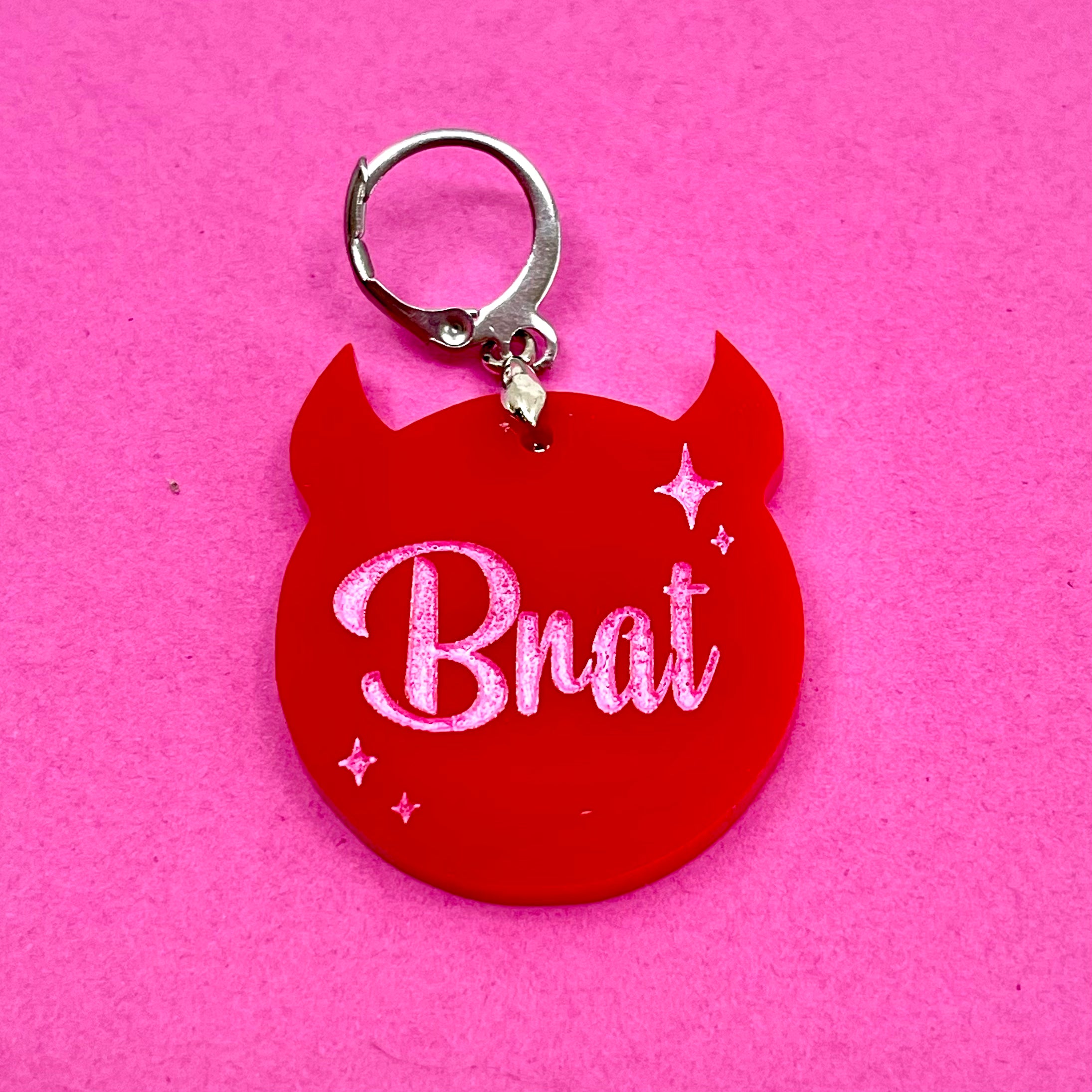 Retro Sparkle Brat Collar Tag - Red Collar Tag Restrained Grace