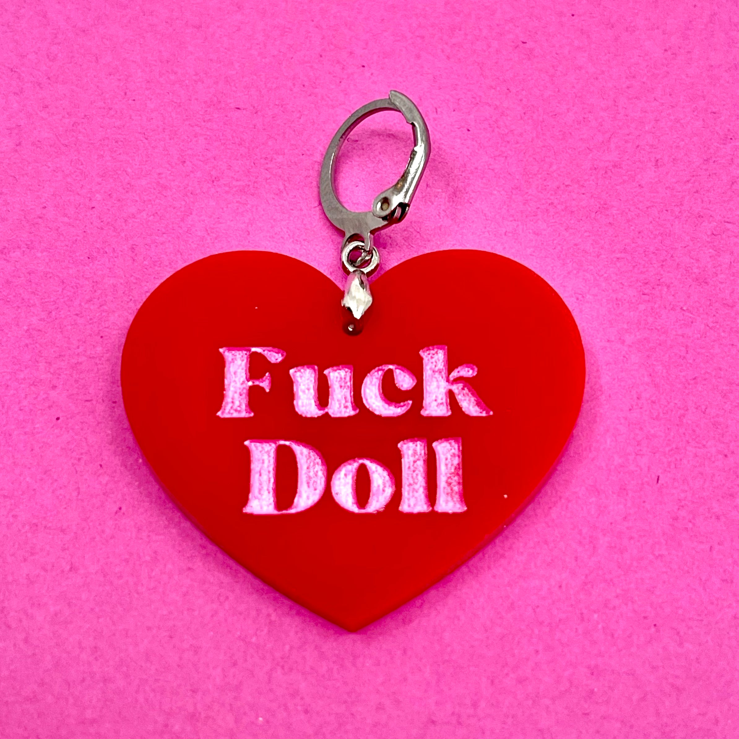 Fuck Doll - Heart Collar Tag - Red