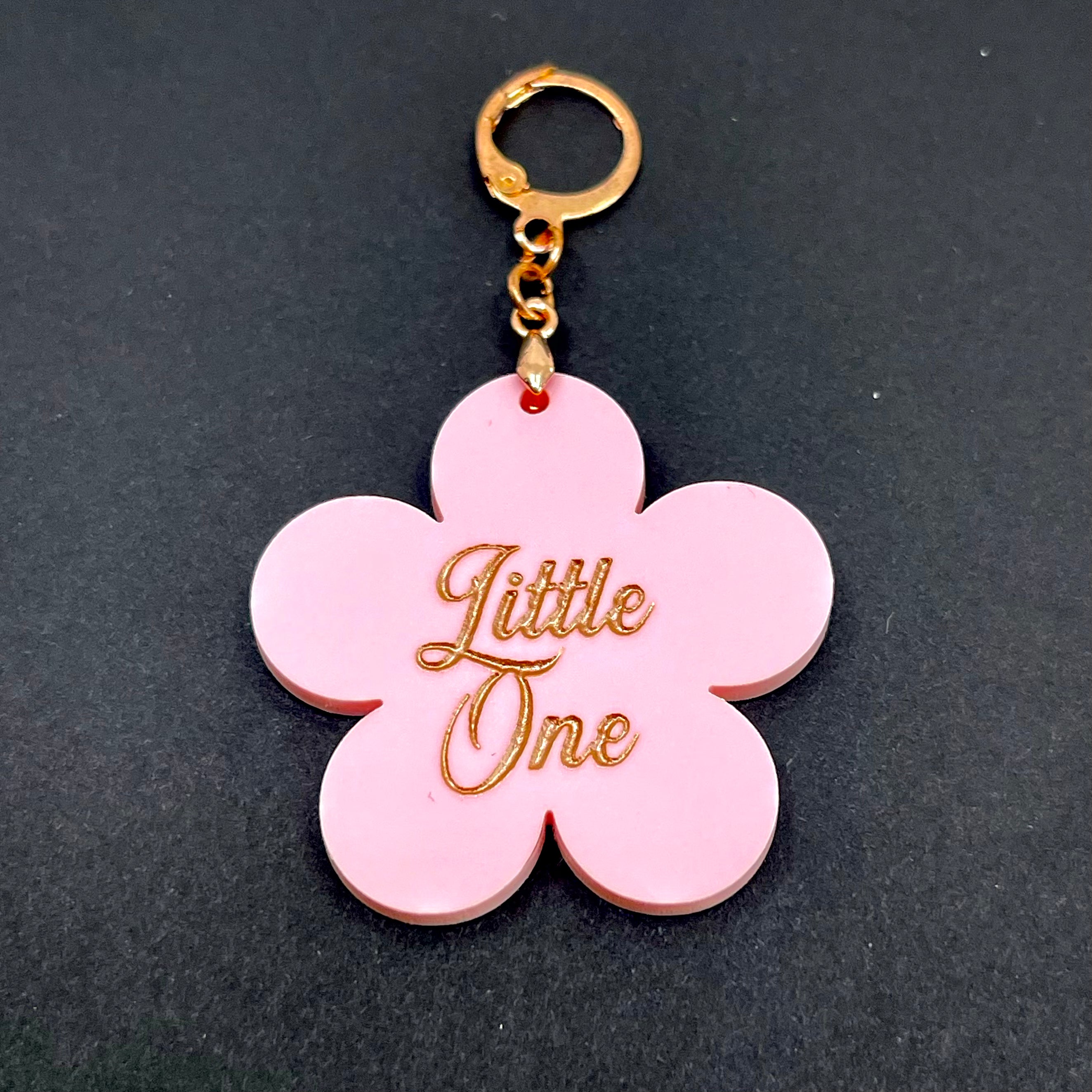 Little One Flower Collar Tag - Blush Pink & Rose Gold Collar Tag Restrained Grace