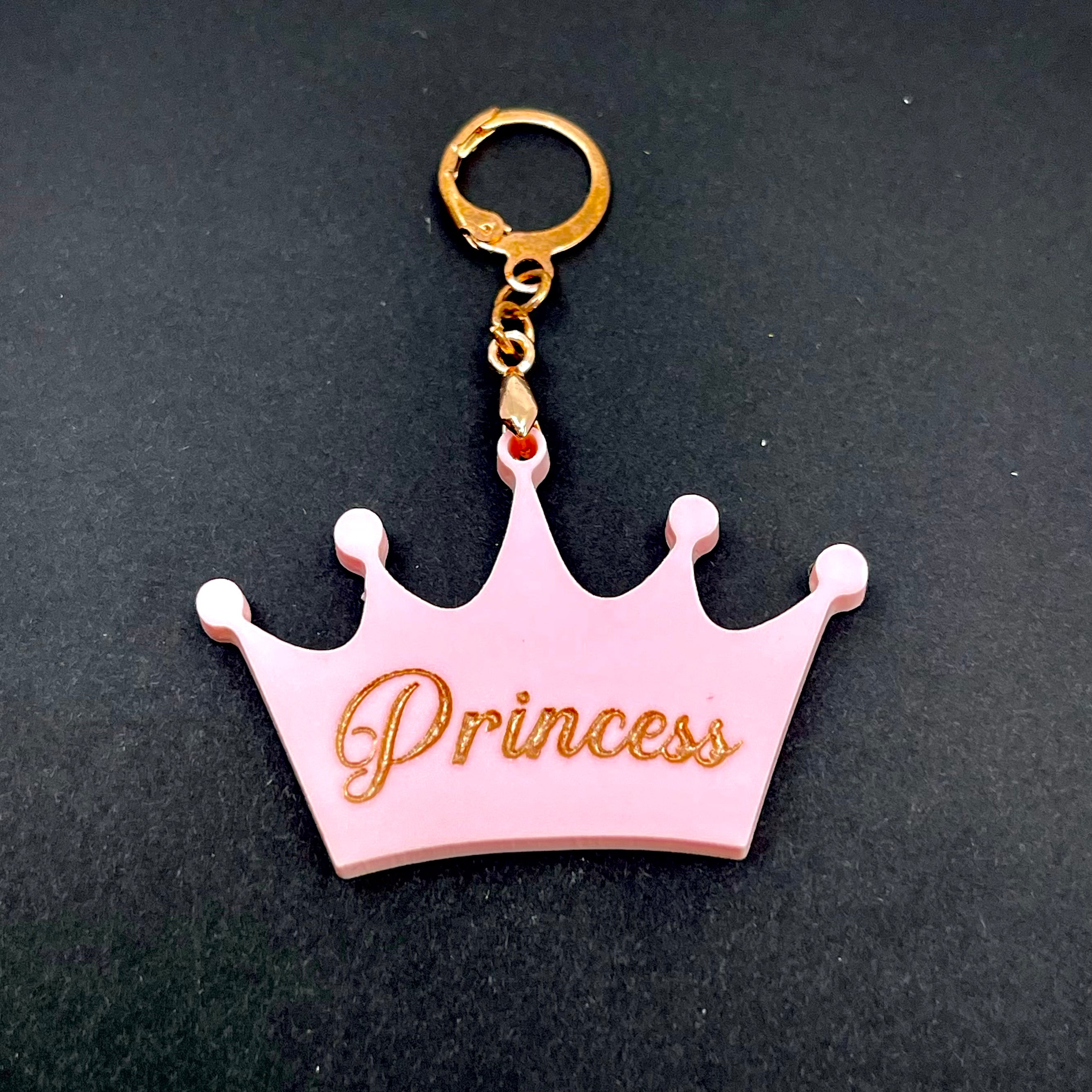 Princess Crown Collar Tag - Blush Pink & Rose Gold Collar Tag Restrained Grace