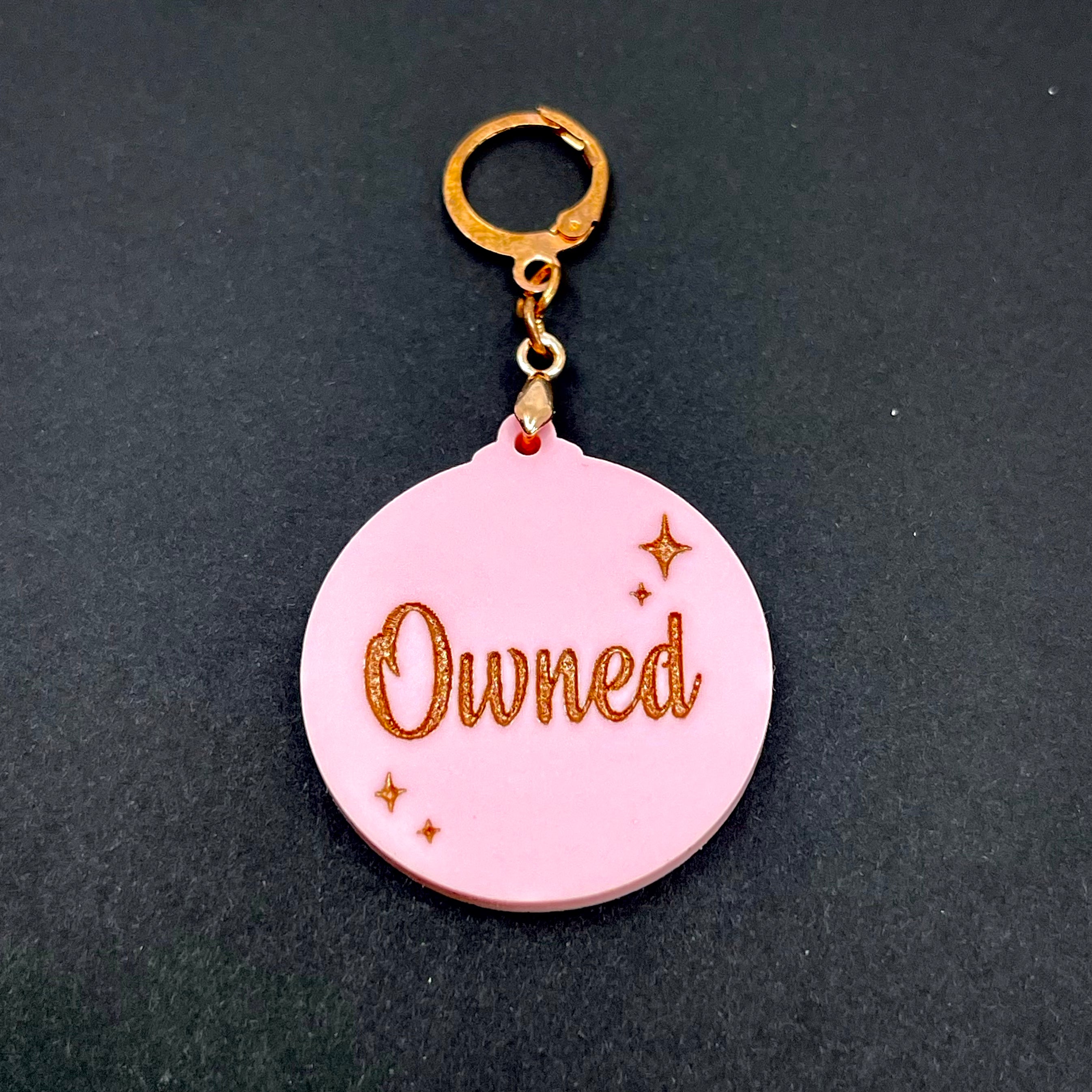 Retro Sparkle Owned Collar Tag - Blush Pink & Rose Gold Collar Tag Restrained Grace