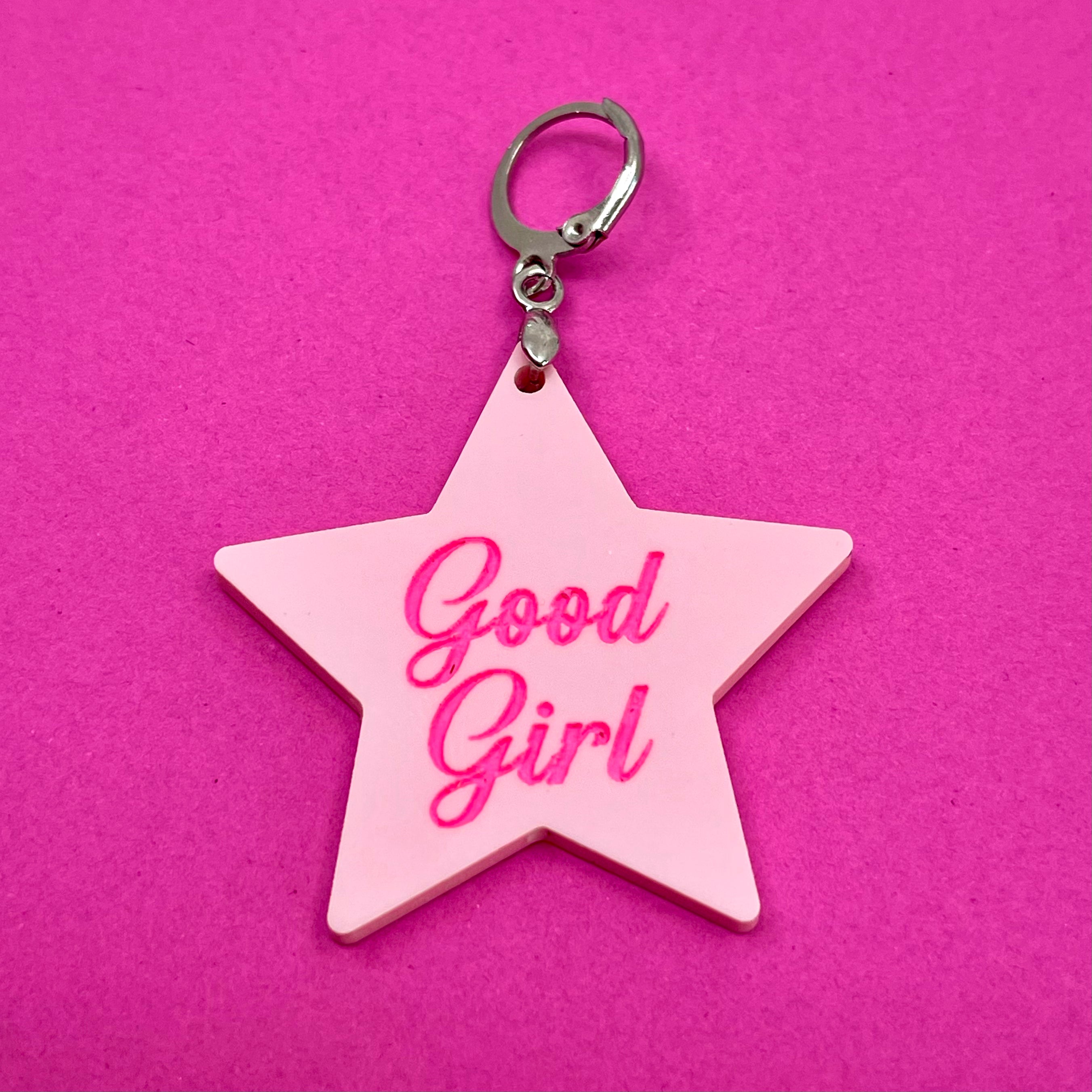 Good Girl Star Collar Tag - Blush Pink Collar Tag Restrained Grace