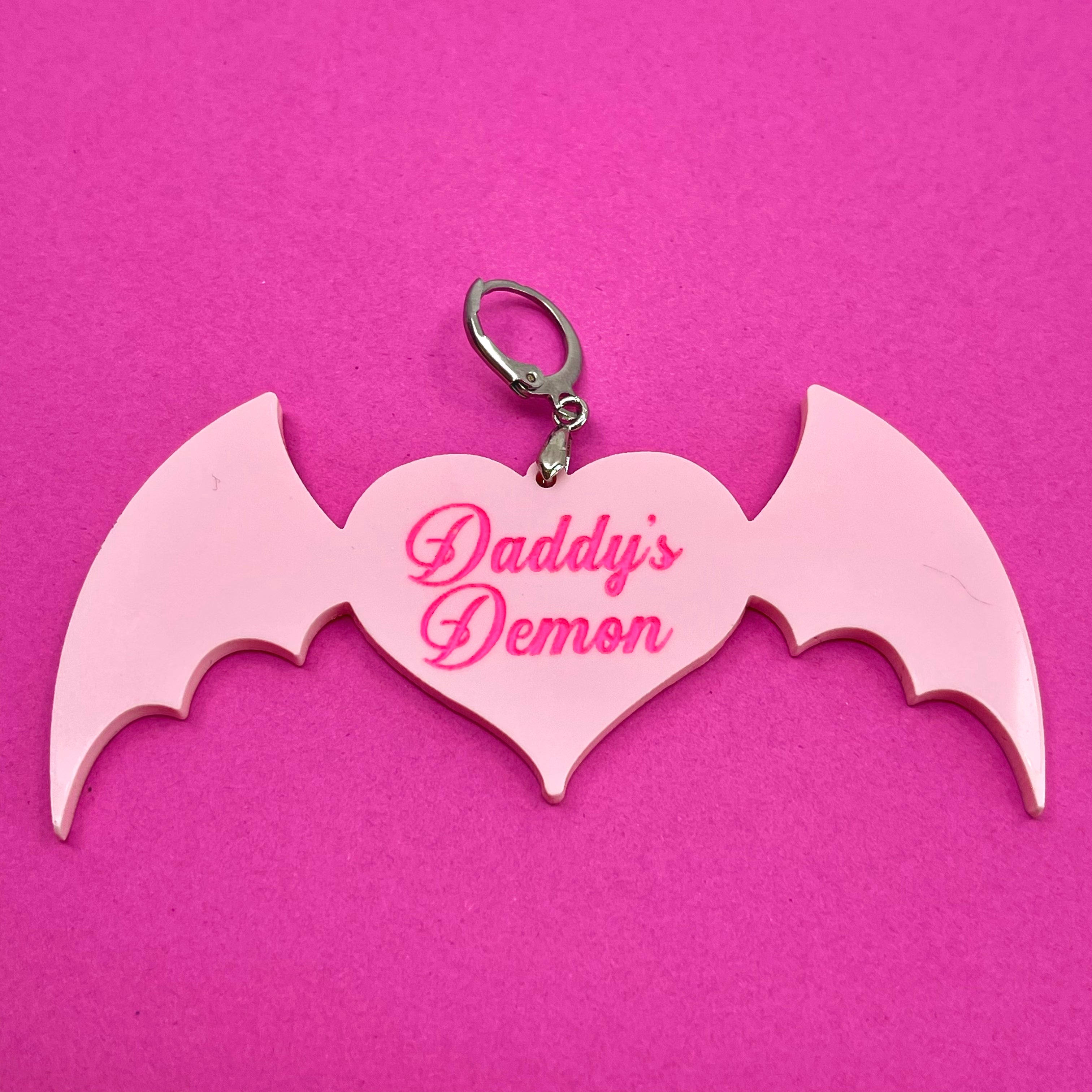Daddy's Demon Collar Tag - Blush Pink Collar Tag Restrained Grace