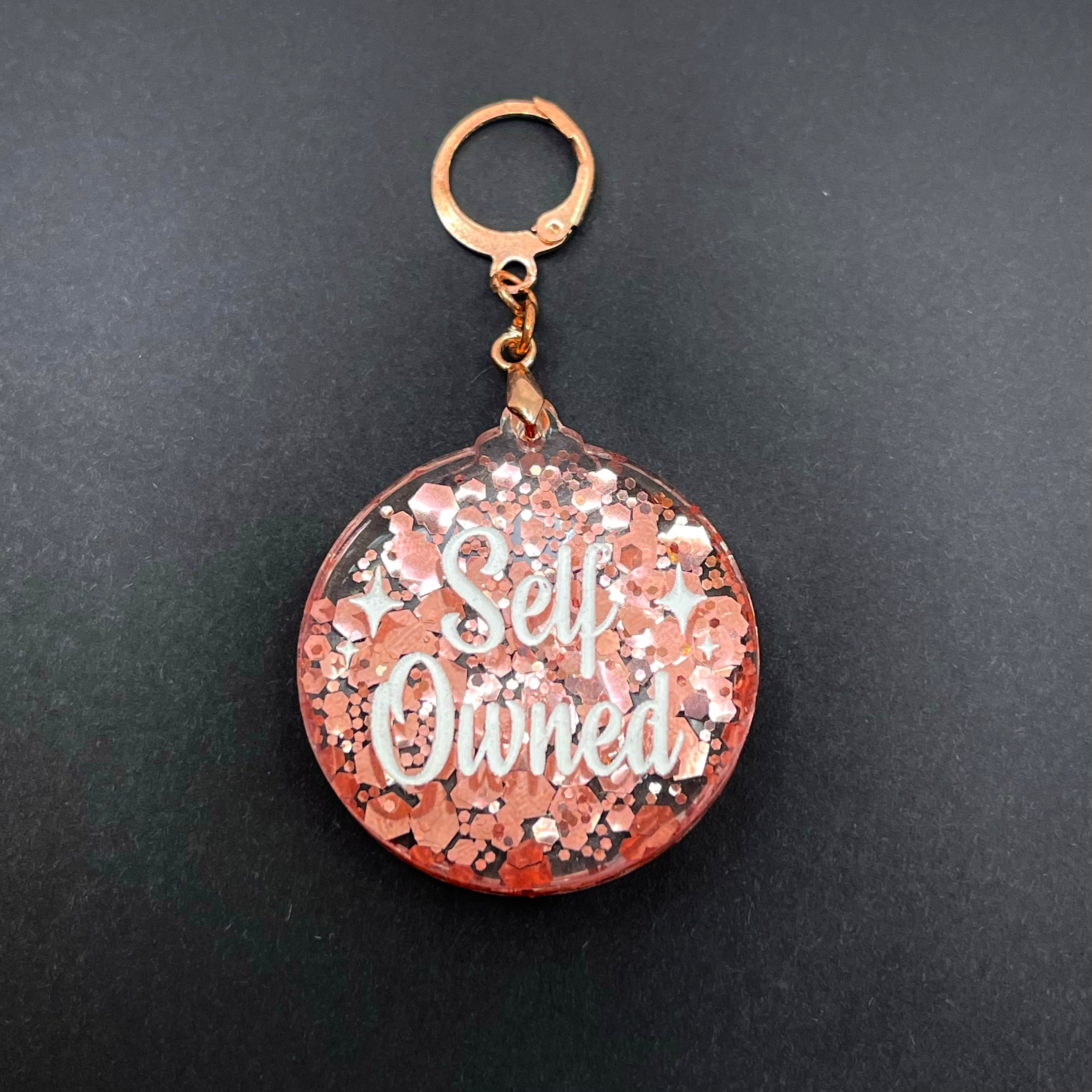 Retro Sparkle Self Owned Collar Tag - Rose Gold Glitter Collar Tag Restrained Grace