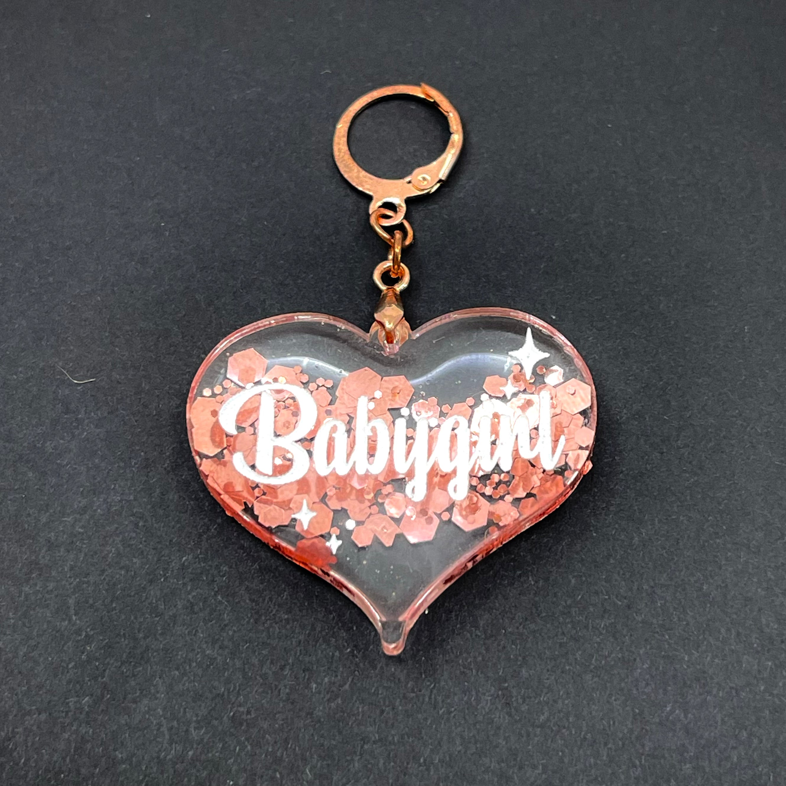 Retro Sparkle Babygirl Collar Tag - Rose Gold Glitter Collar Tag Restrained Grace