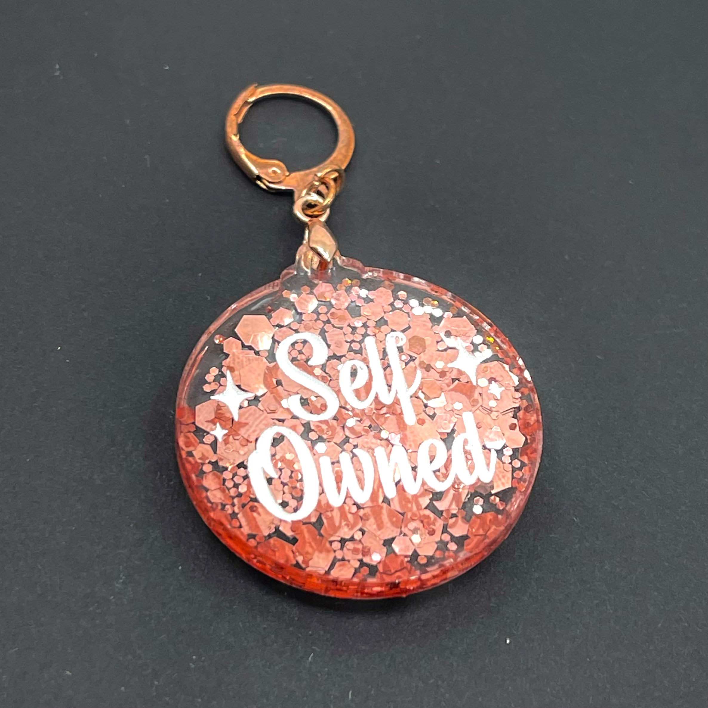 Retro Sparkle Self Owned Collar Tag - Rose Gold Glitter Collar Tag Restrained Grace