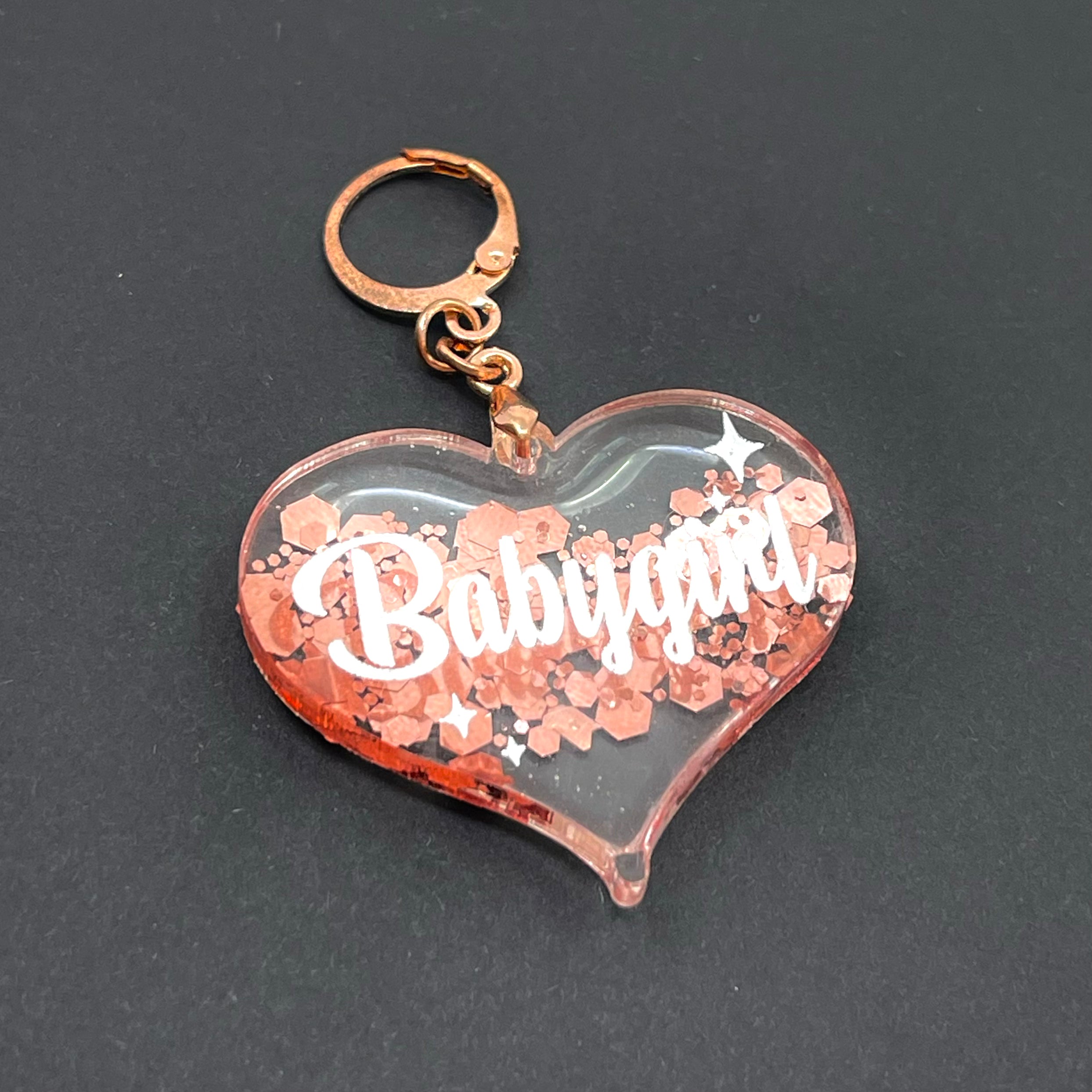Retro Sparkle Babygirl Collar Tag - Rose Gold Glitter Collar Tag Restrained Grace