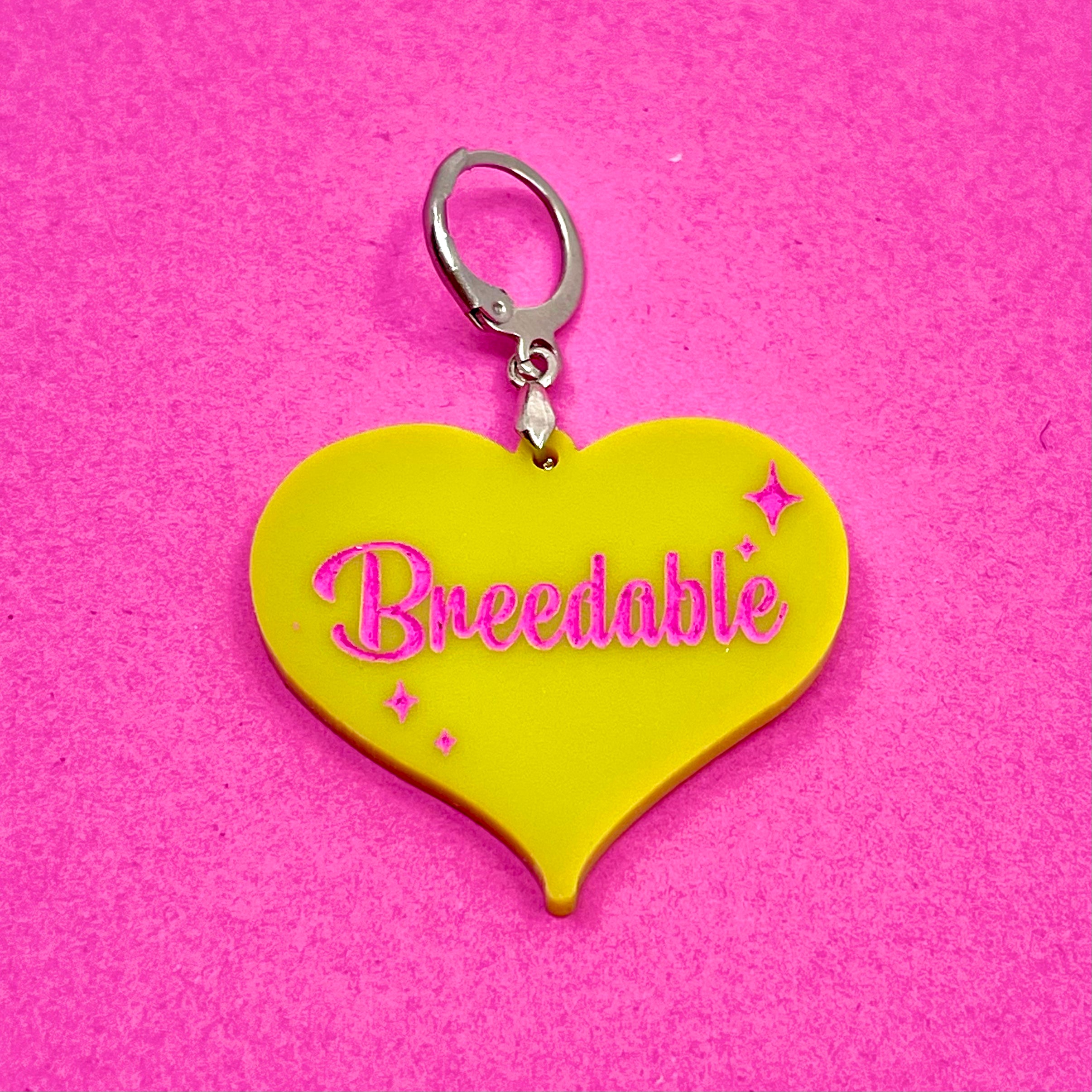 Retro Sparkle Breedable Collar Tag - Chartreuse