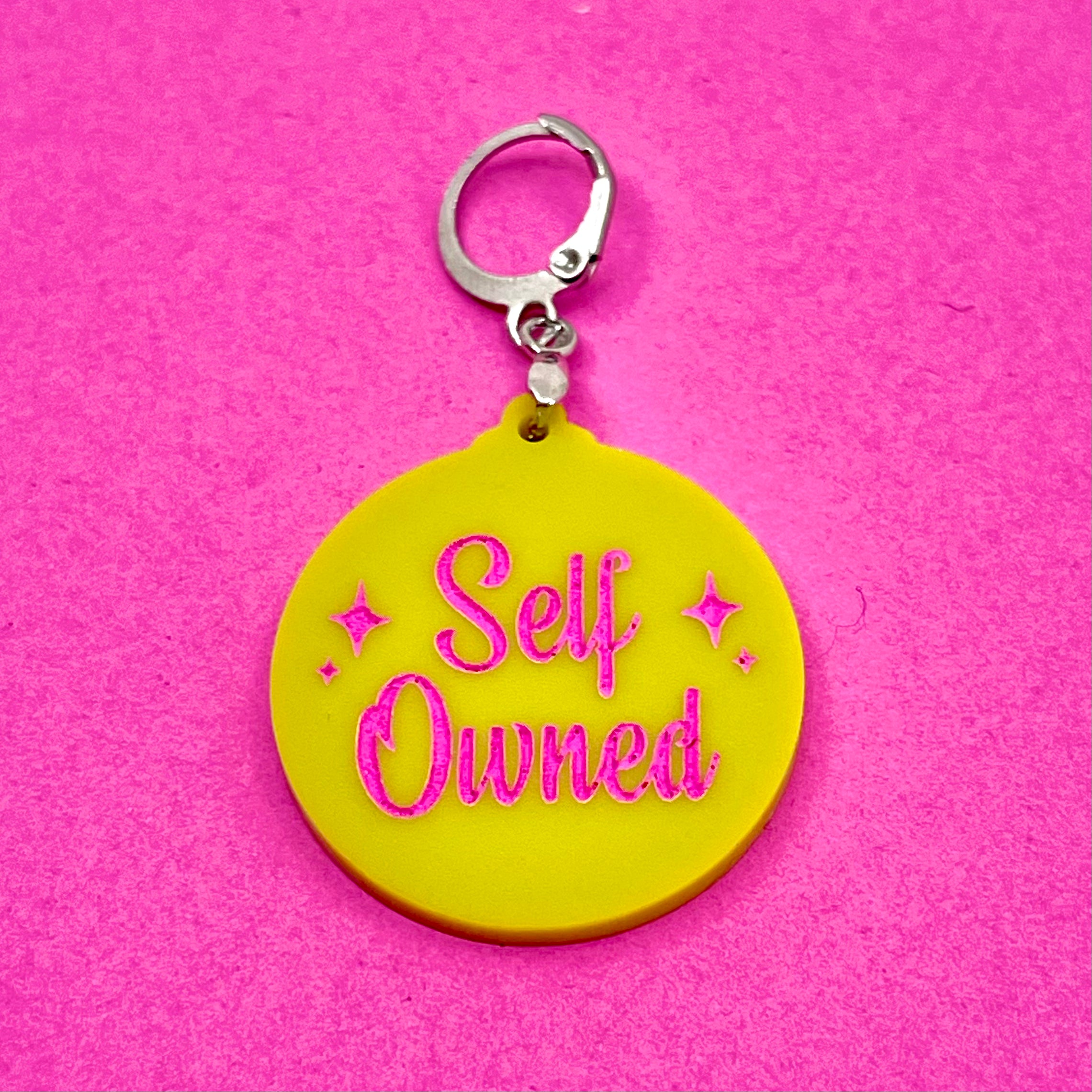 Retro Sparkle Self Owned Collar Tag - Chartreuse