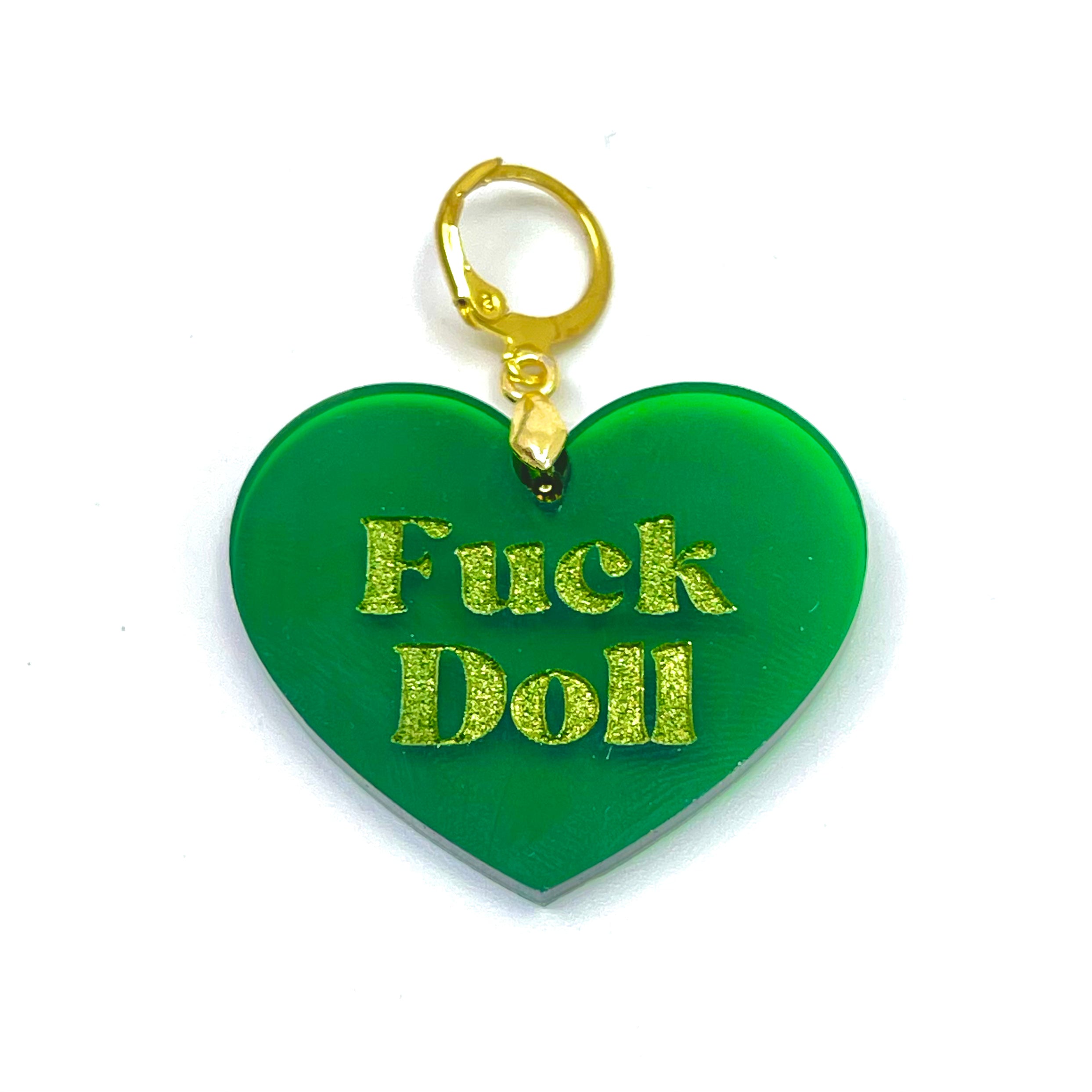 Fuck Doll Collar Tag - Transparent Green