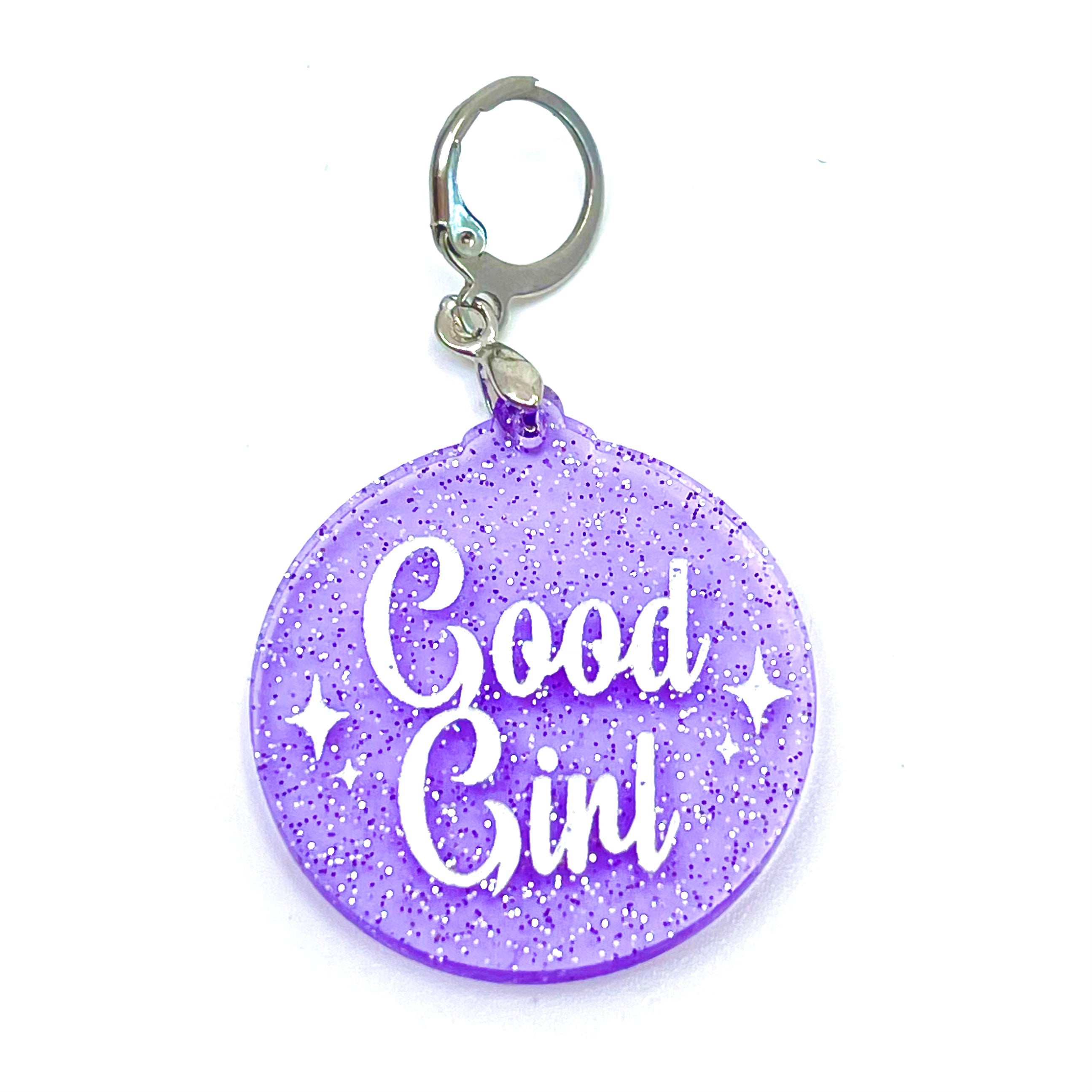 Retro Sparkle Good Girl Collar Tag - Lavender Jelly Shimmer