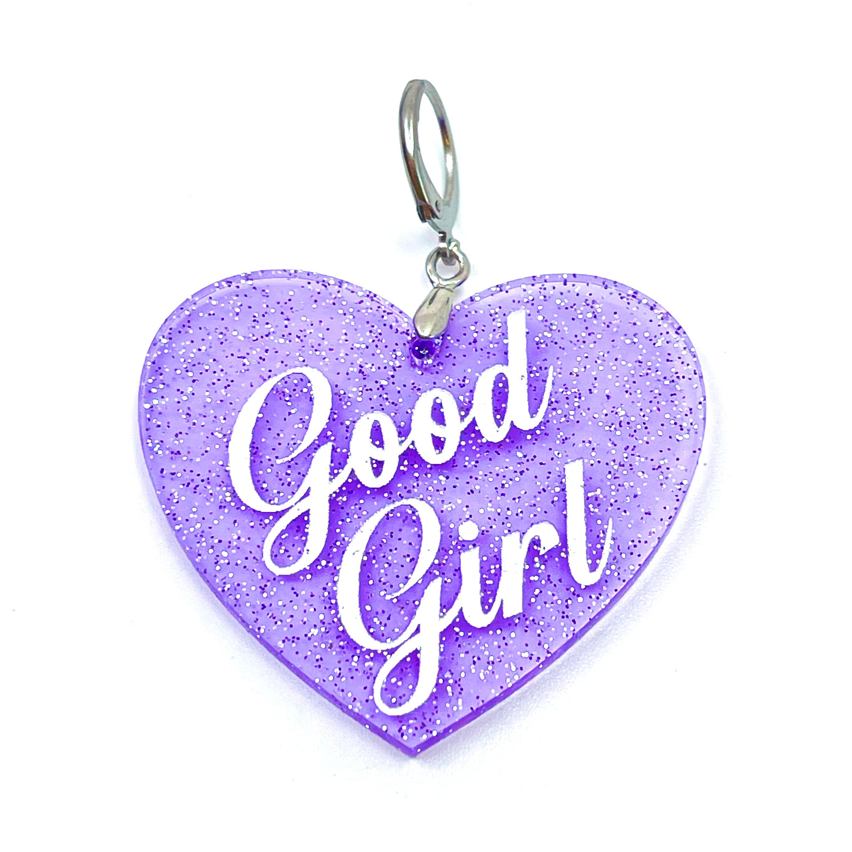 Good Girl XL Heart Collar Tag - Lavender Jelly Shimmer