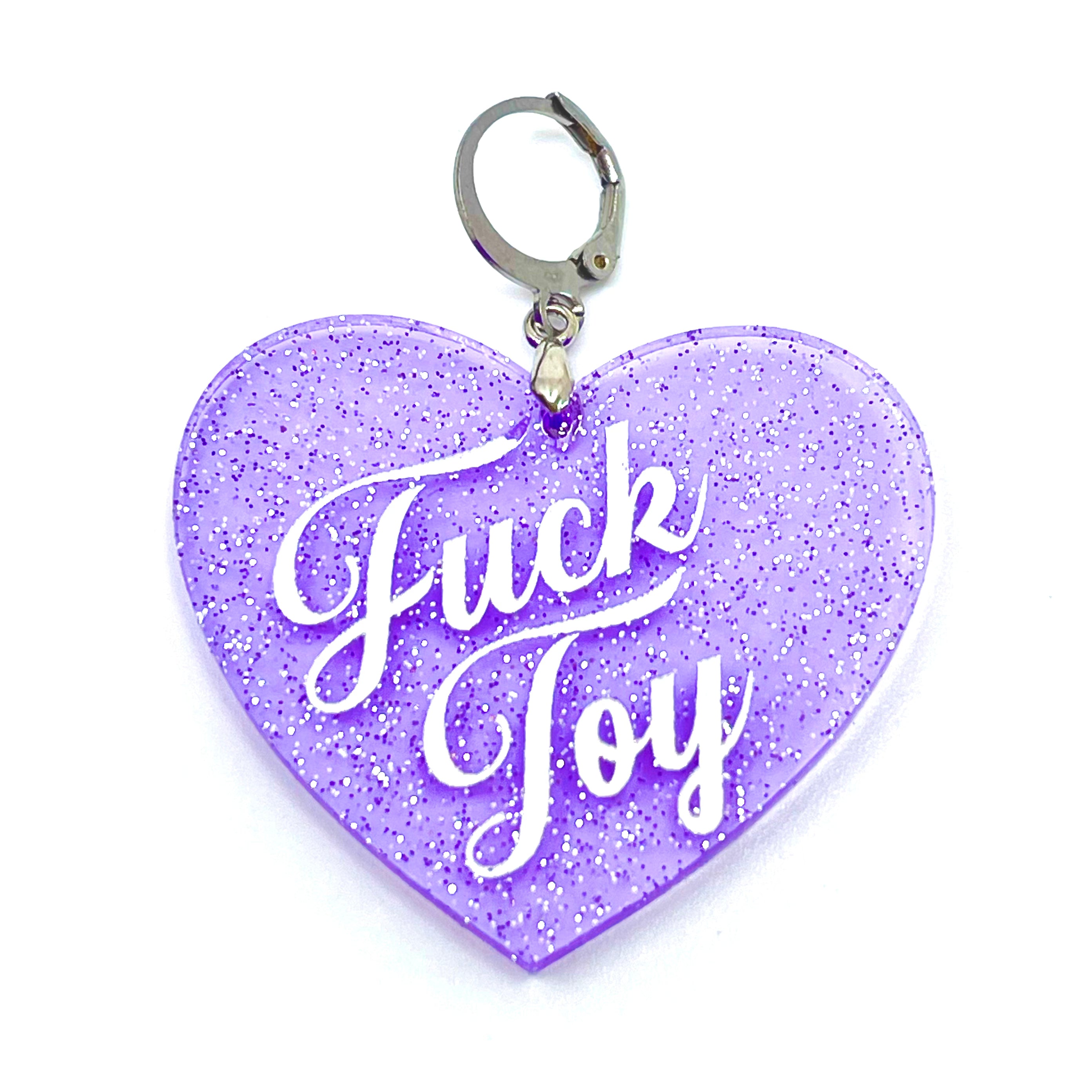 Fuck Toy XL Heart Collar Tag - Lavender Jelly Shimmer