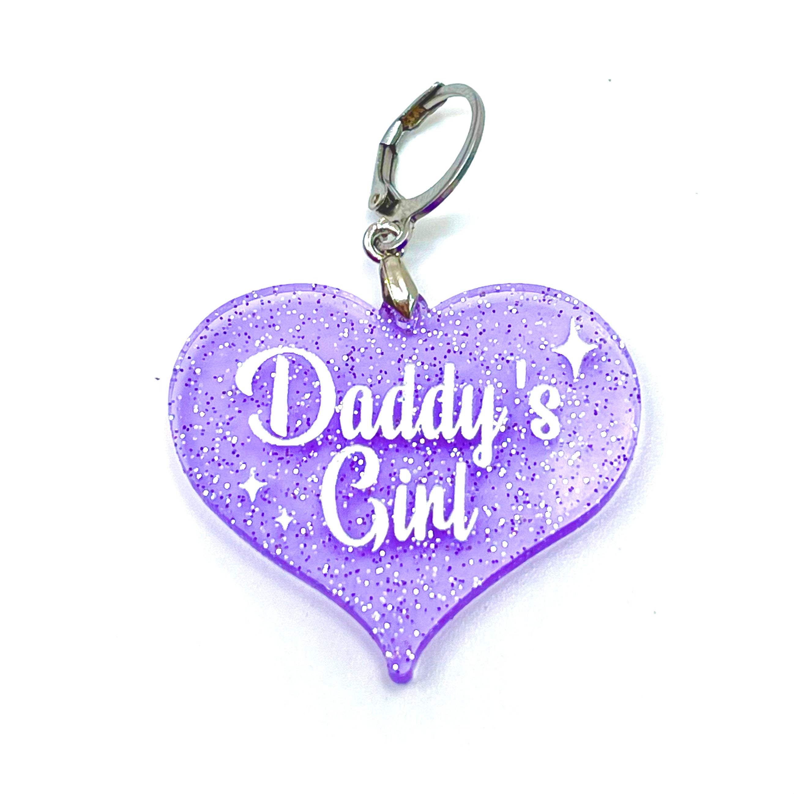 Retro Sparkle Daddy's Girl Collar Tag - Lavender Jelly Shimmer