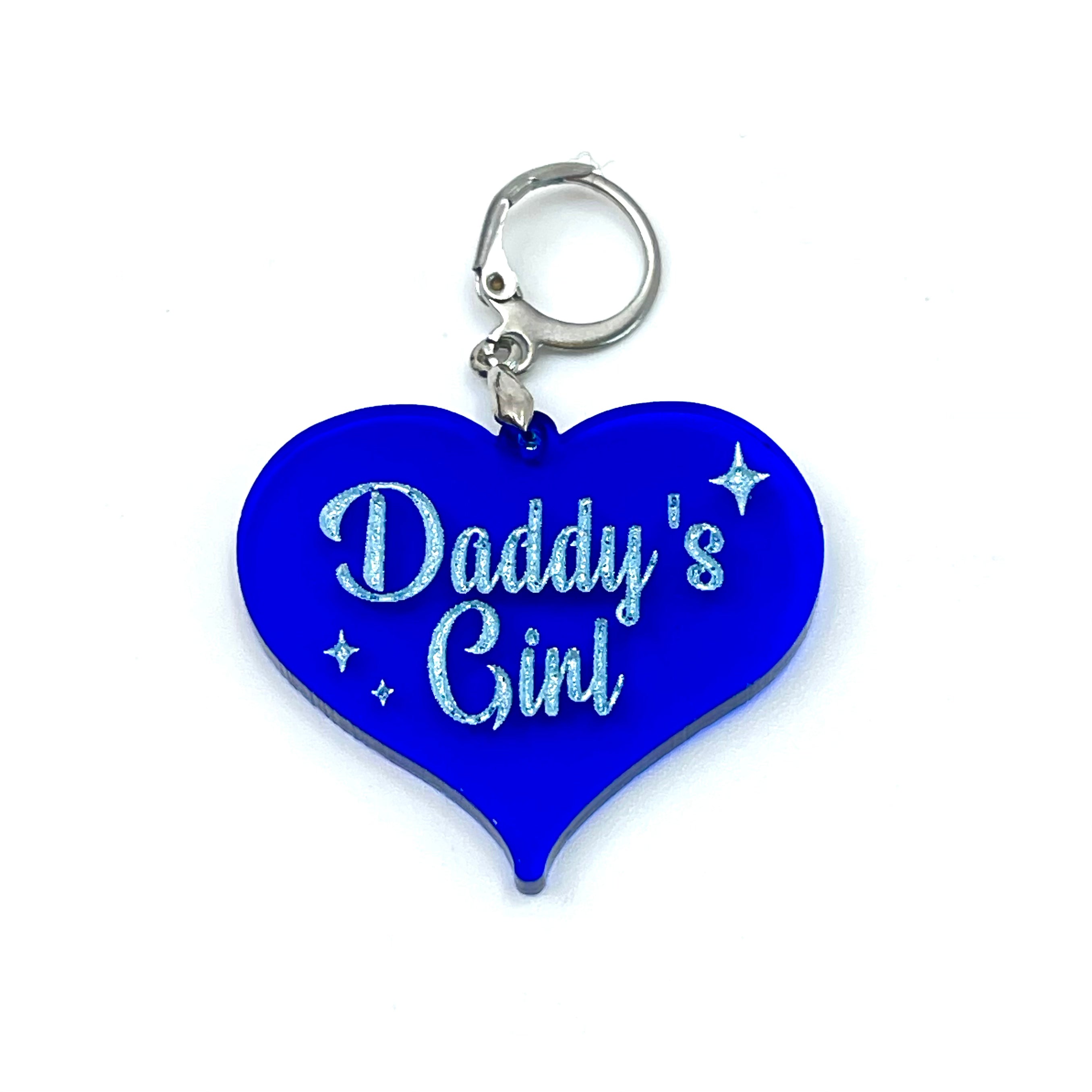 Retro Sparkle Daddy's Girl Collar Tag - Transparent Blue Collar Tag Restrained Grace