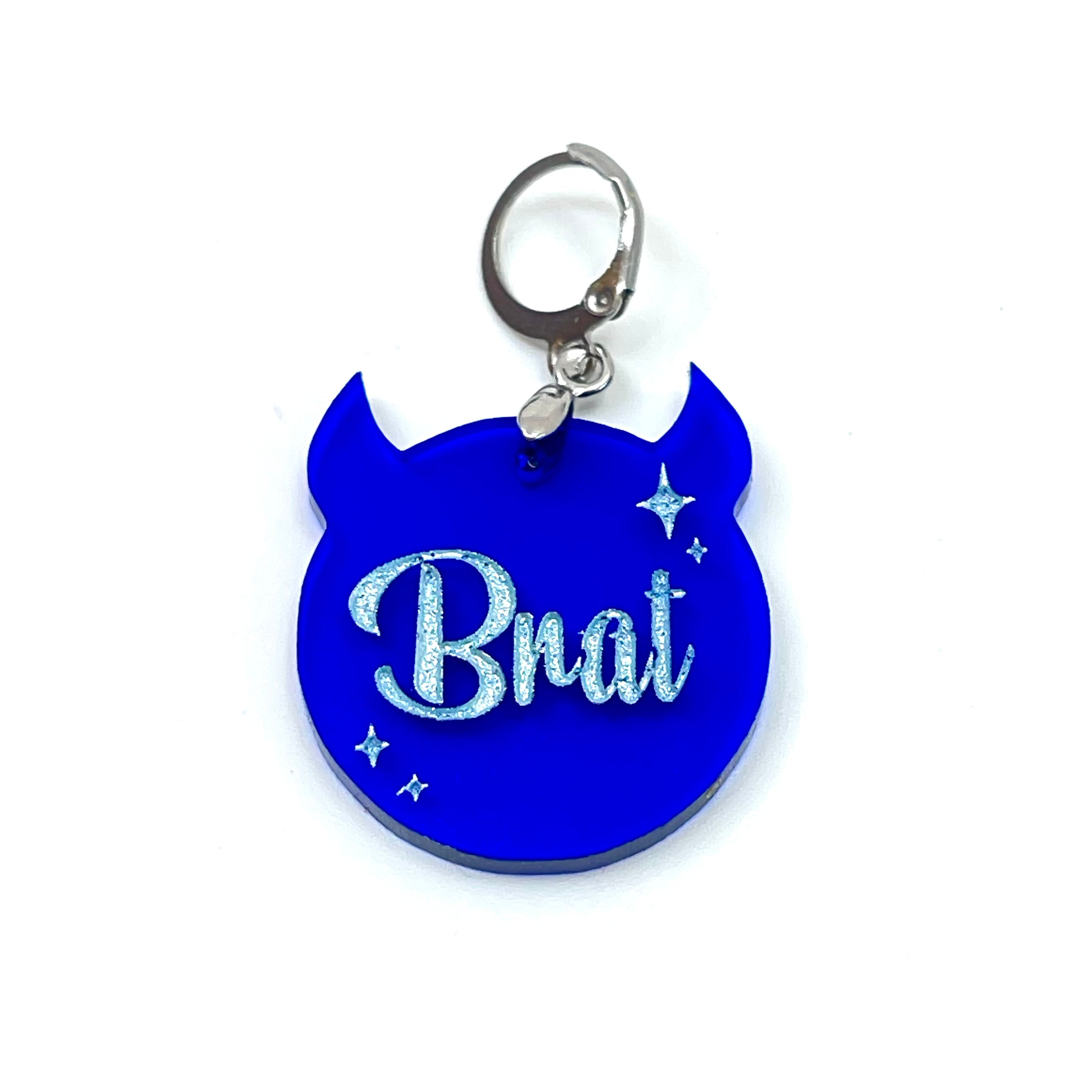 Retro Sparkle Brat Collar Tag - Transparent Blue Collar Tag Restrained Grace