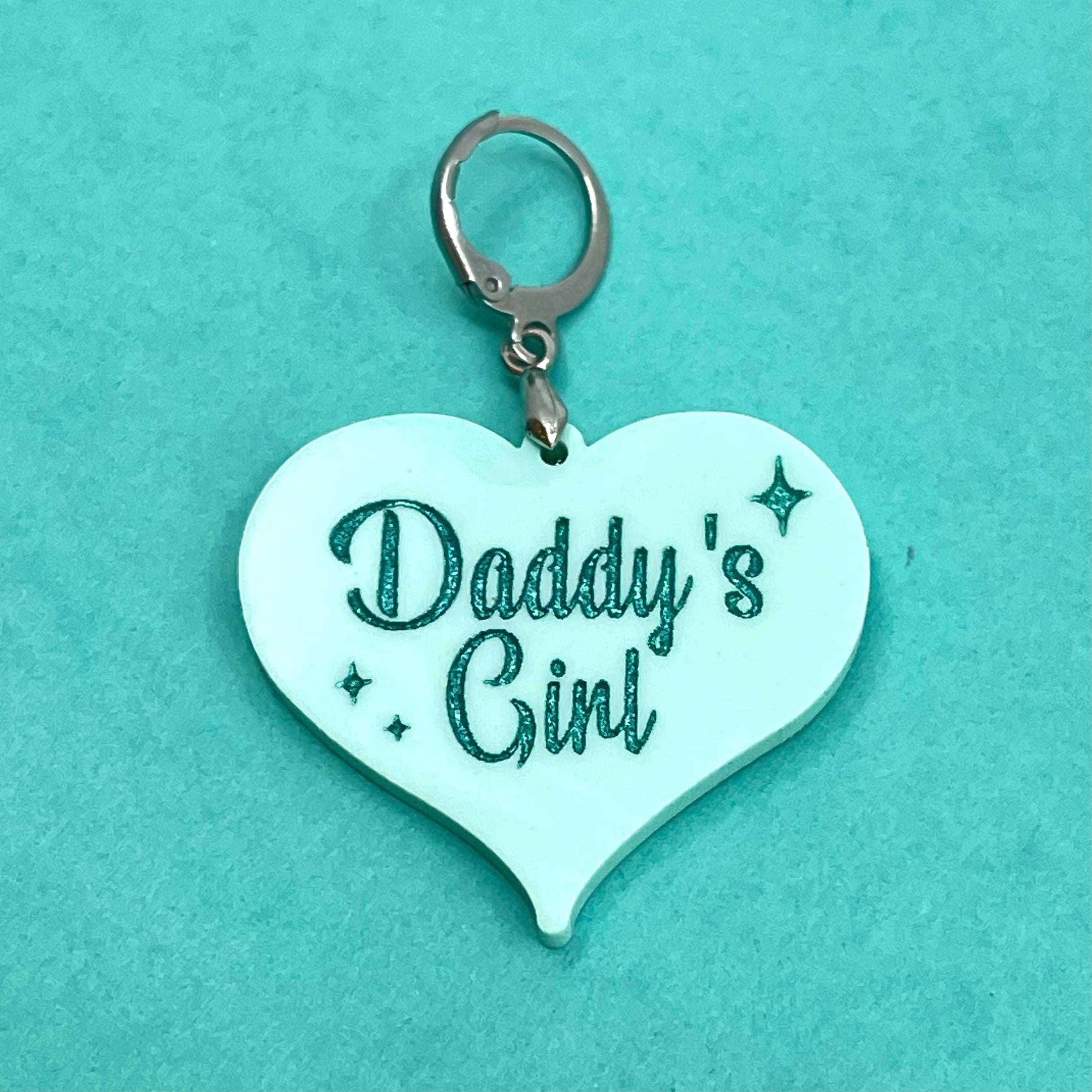 Retro Sparkle 'Daddy's Girl' Collar Tag - Seafoam Green