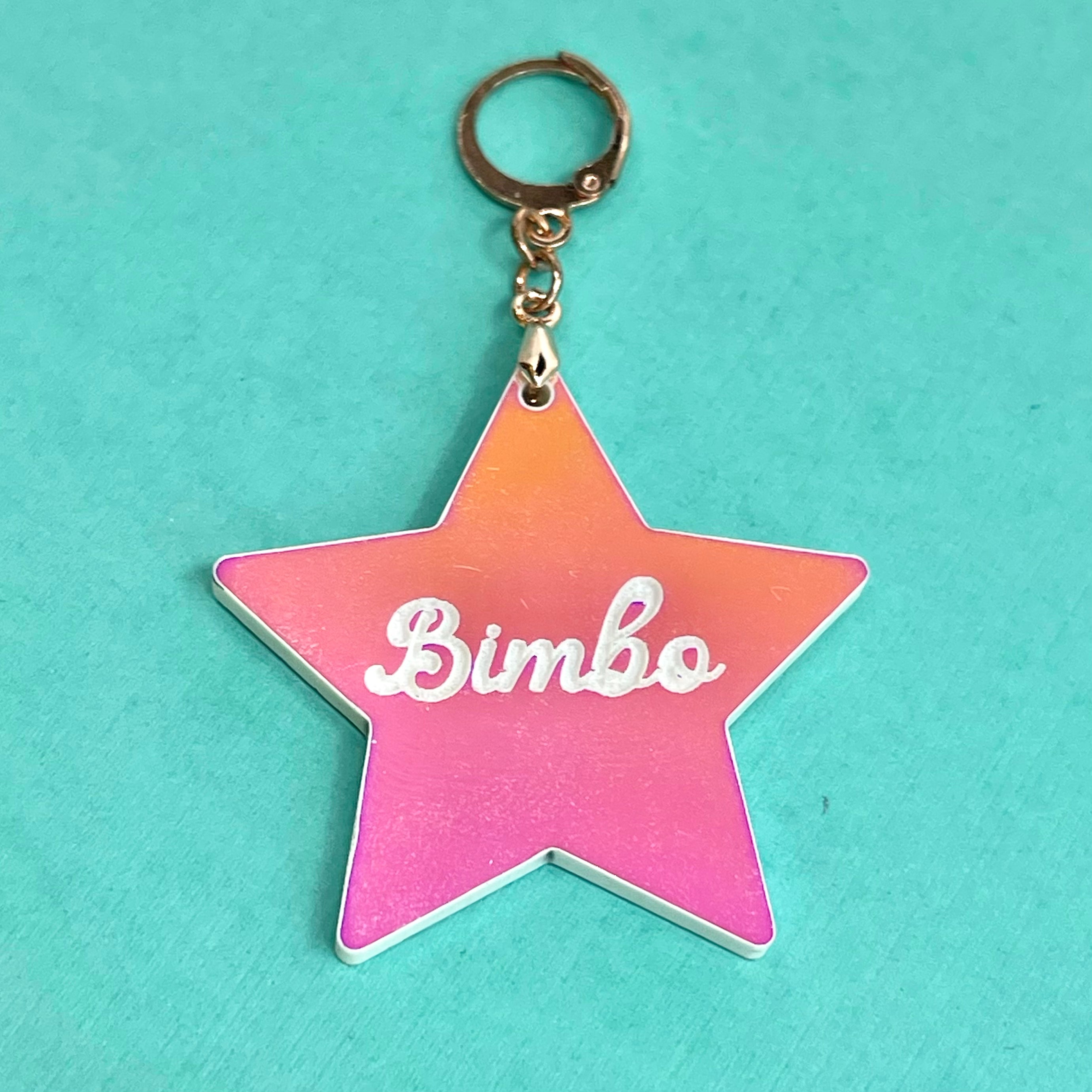 'Bimbo' Star Collar Tag - Pink Iridescent