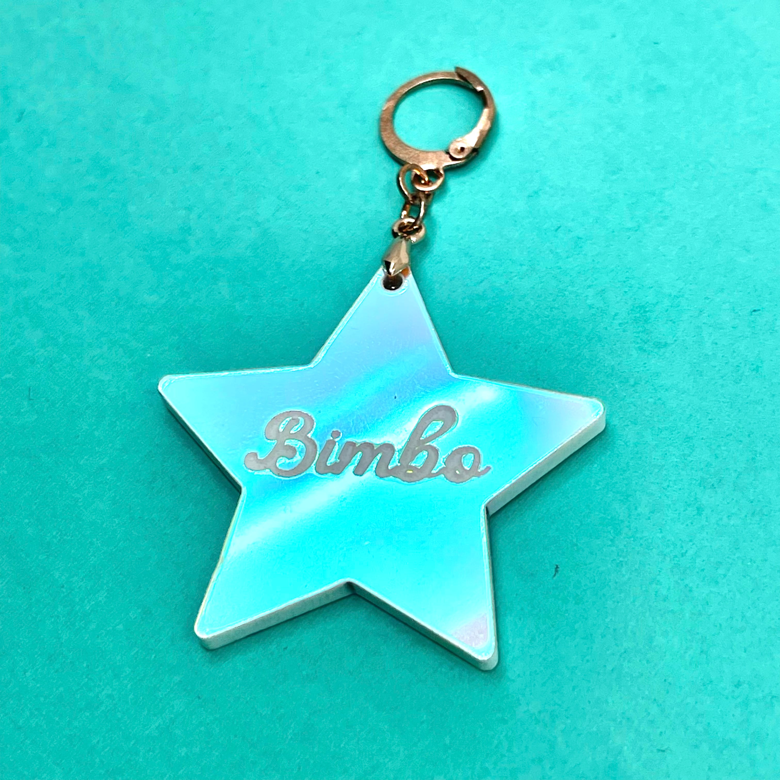 'Bimbo' Star Collar Tag - Pink Iridescent