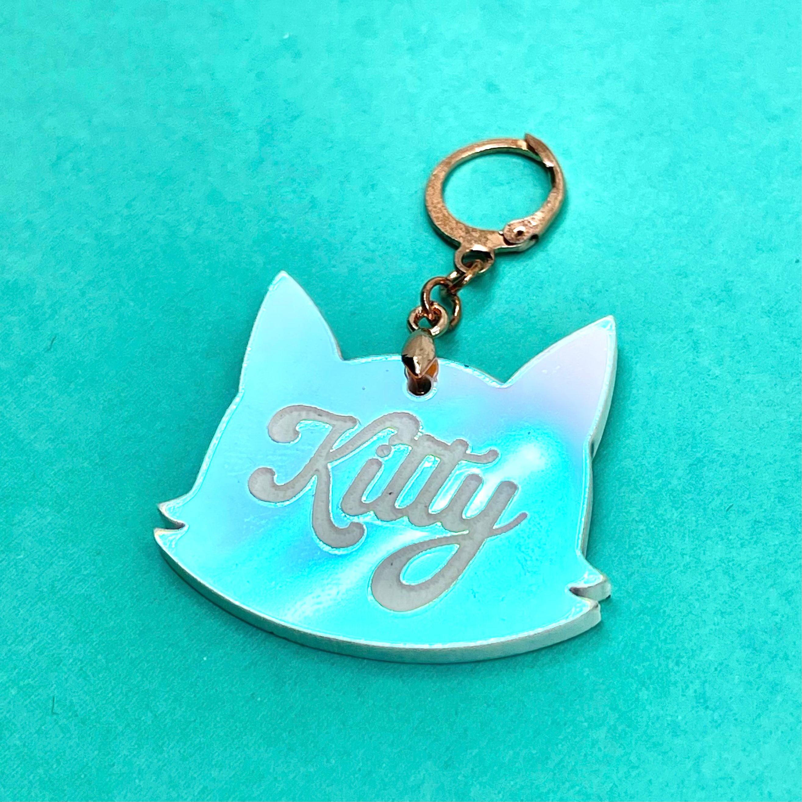 'Kitty' Collar Tag - Pink Iridescent