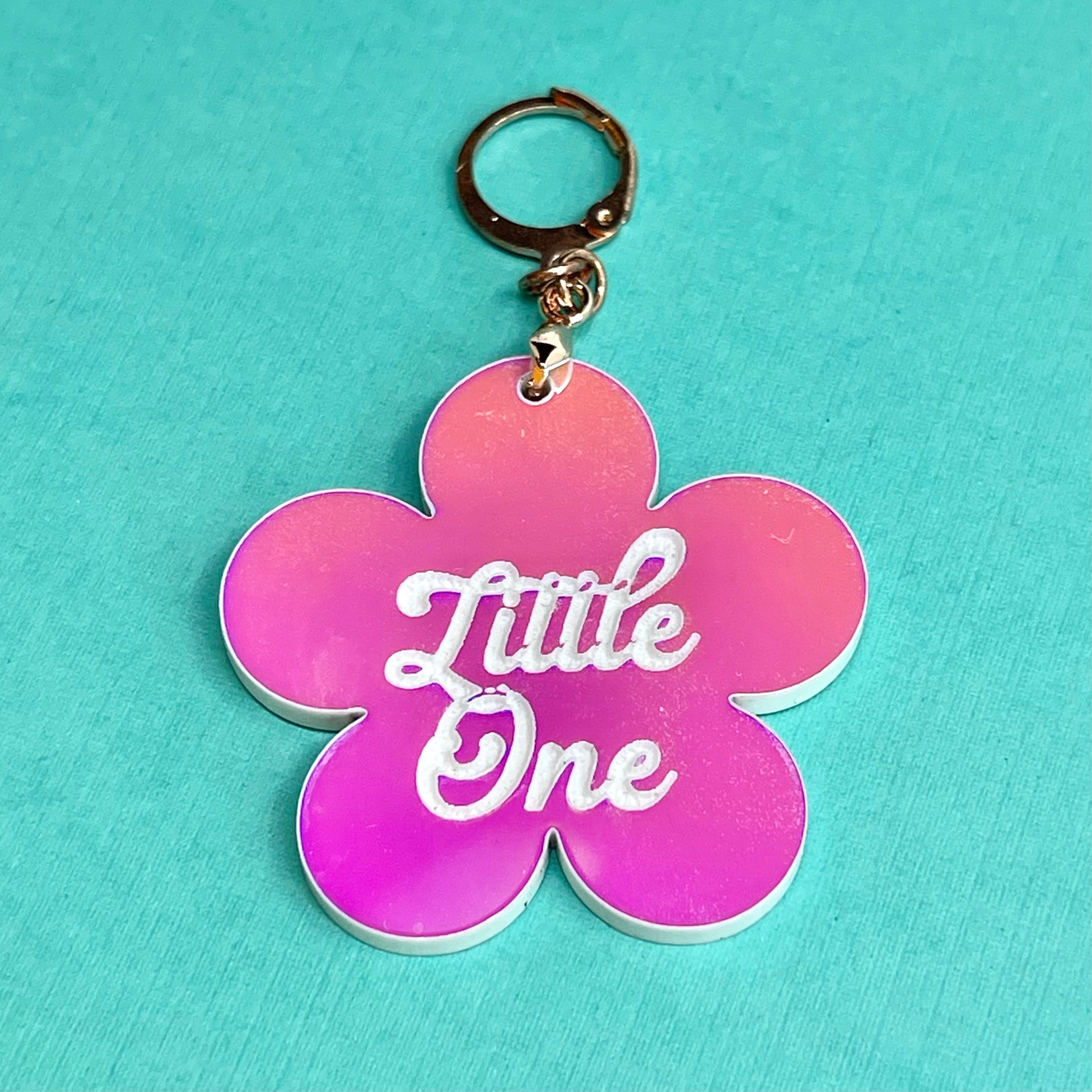 'Little One' Flower Collar Tag - Pink Iridescent