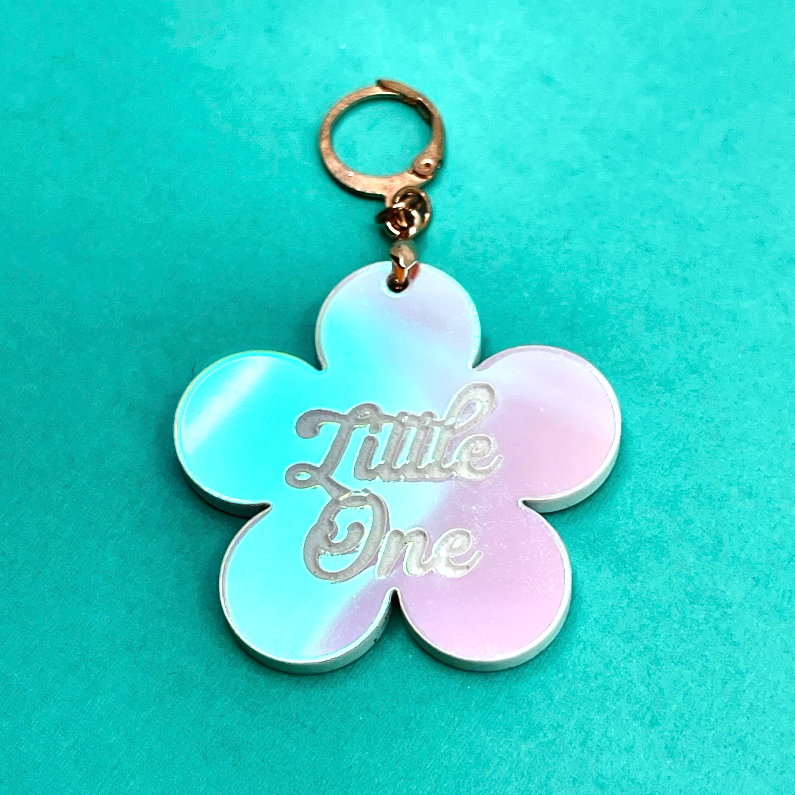 'Little One' Flower Collar Tag - Pink Iridescent