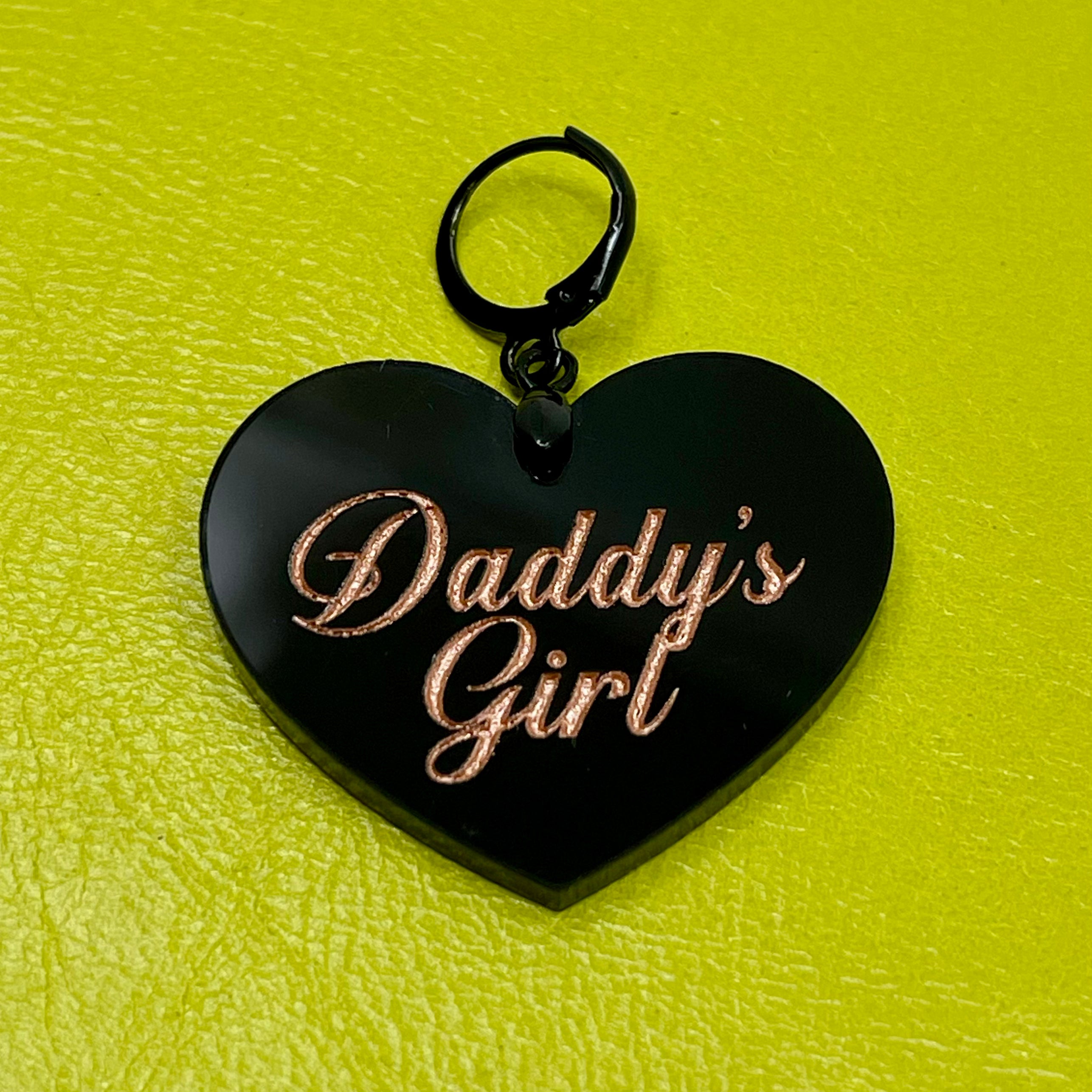 'Daddy's Girl' Heart Collar Tag - Black & Rose Gold
