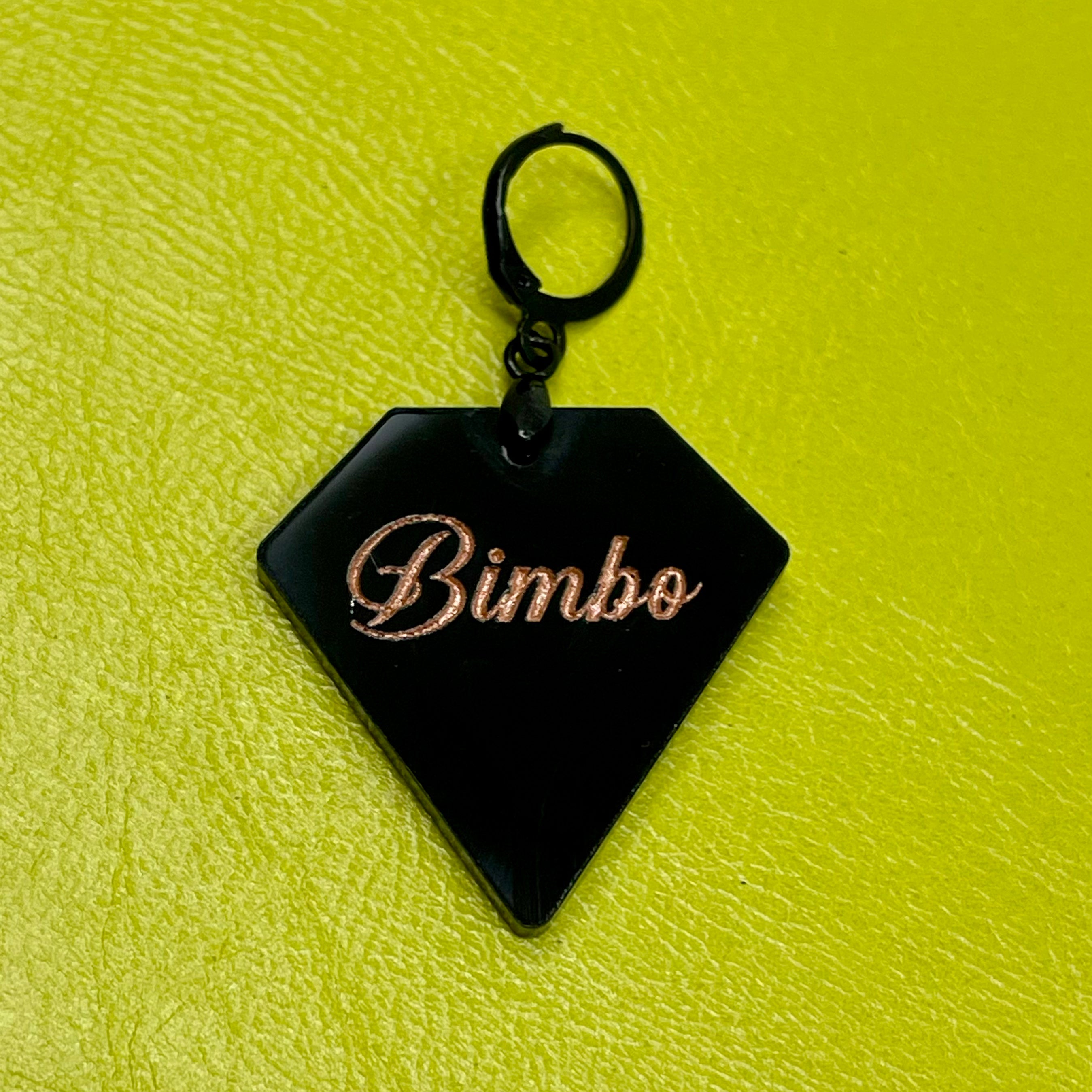 'Bimbo' Diamond Collar Tag - Black & Rose Gold