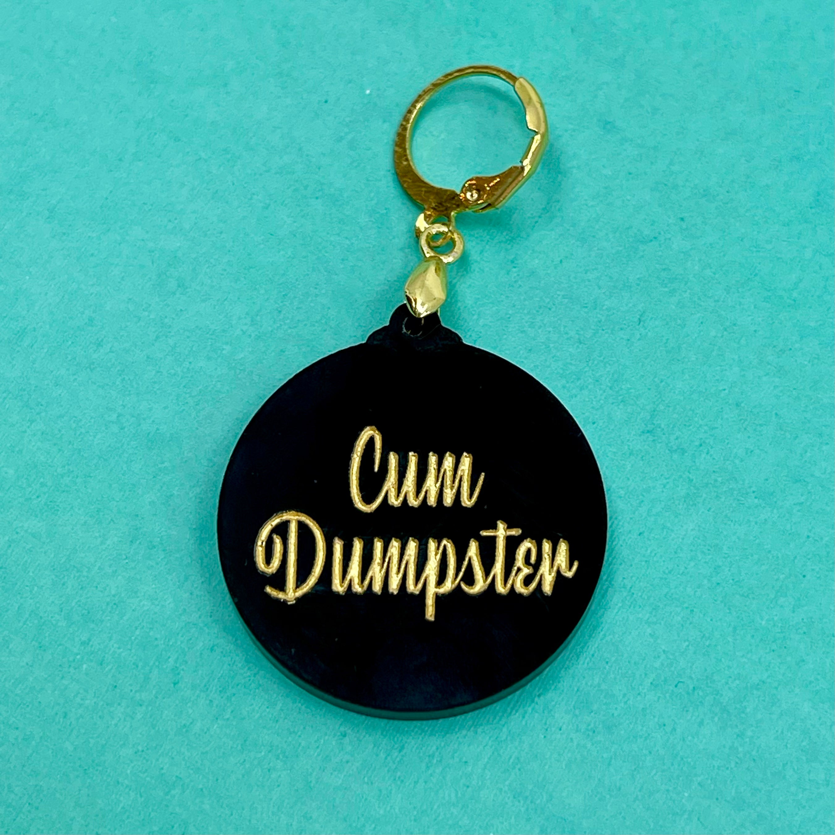 'Cum Dumpster' Collar Tag - Black & Gold