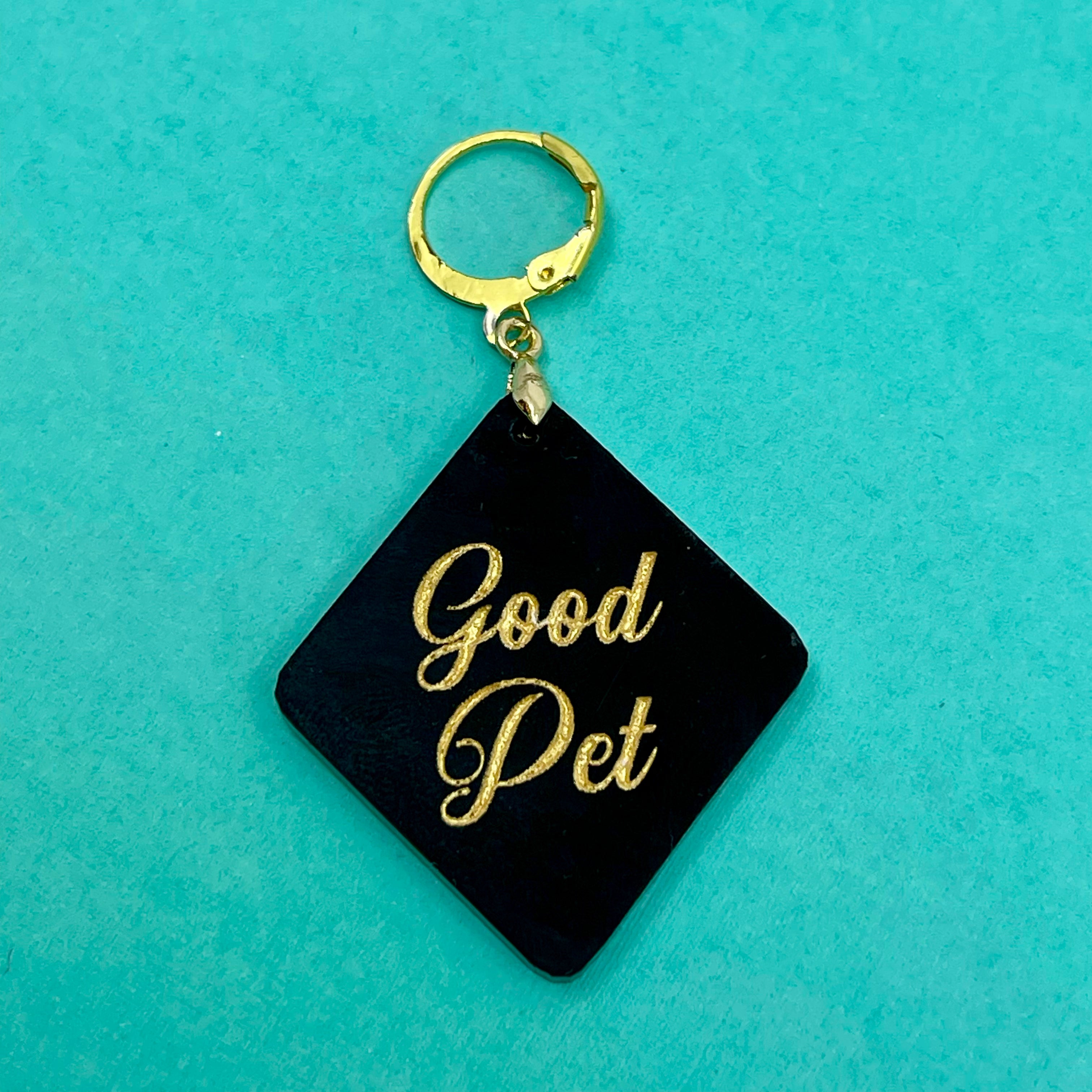 'Good Pet' Collar Tag - Black & Gold